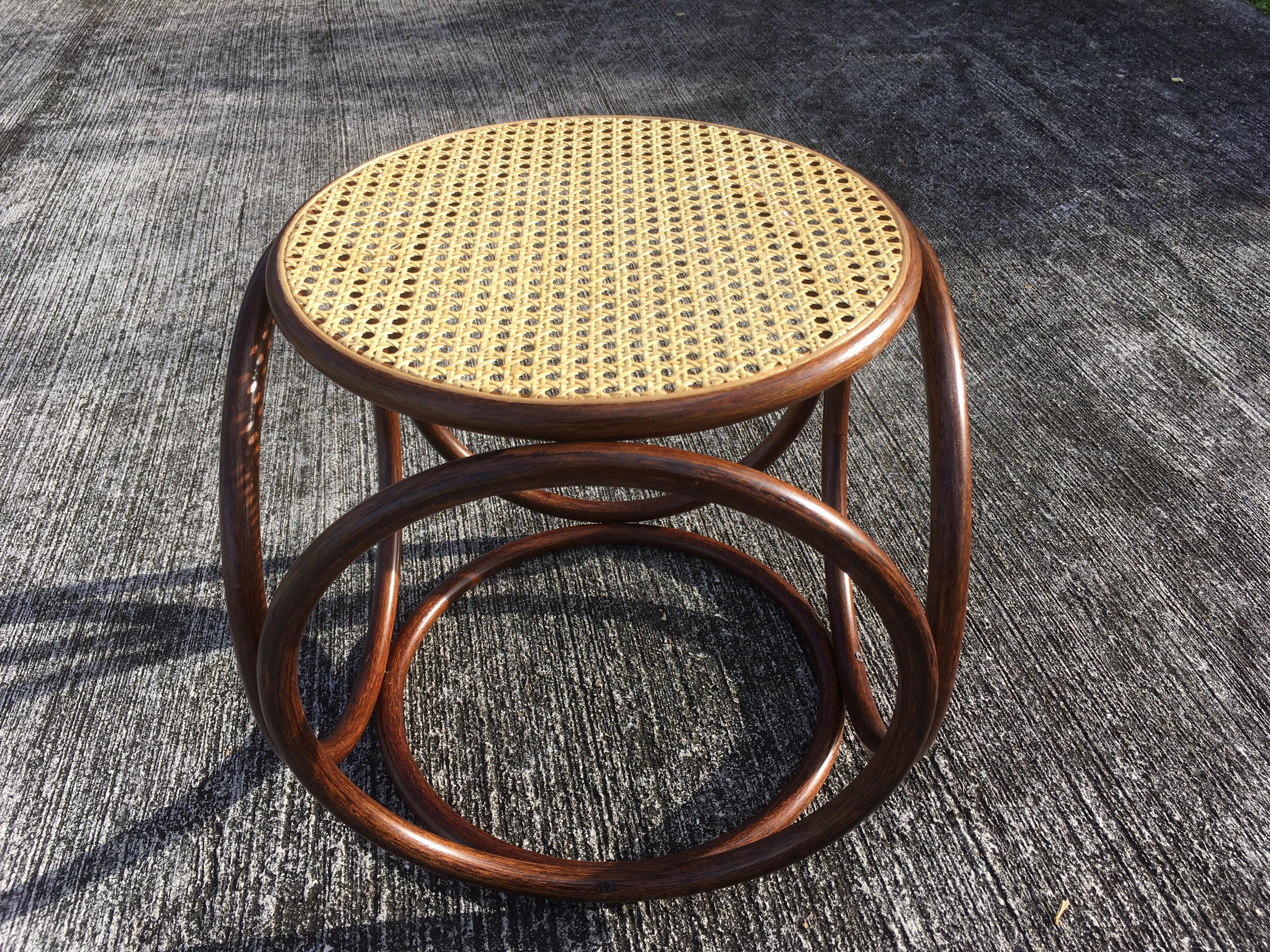 Pair of Michael Thonet Stools Ottomans, Side Tables Cane and Bentwood Brown 5