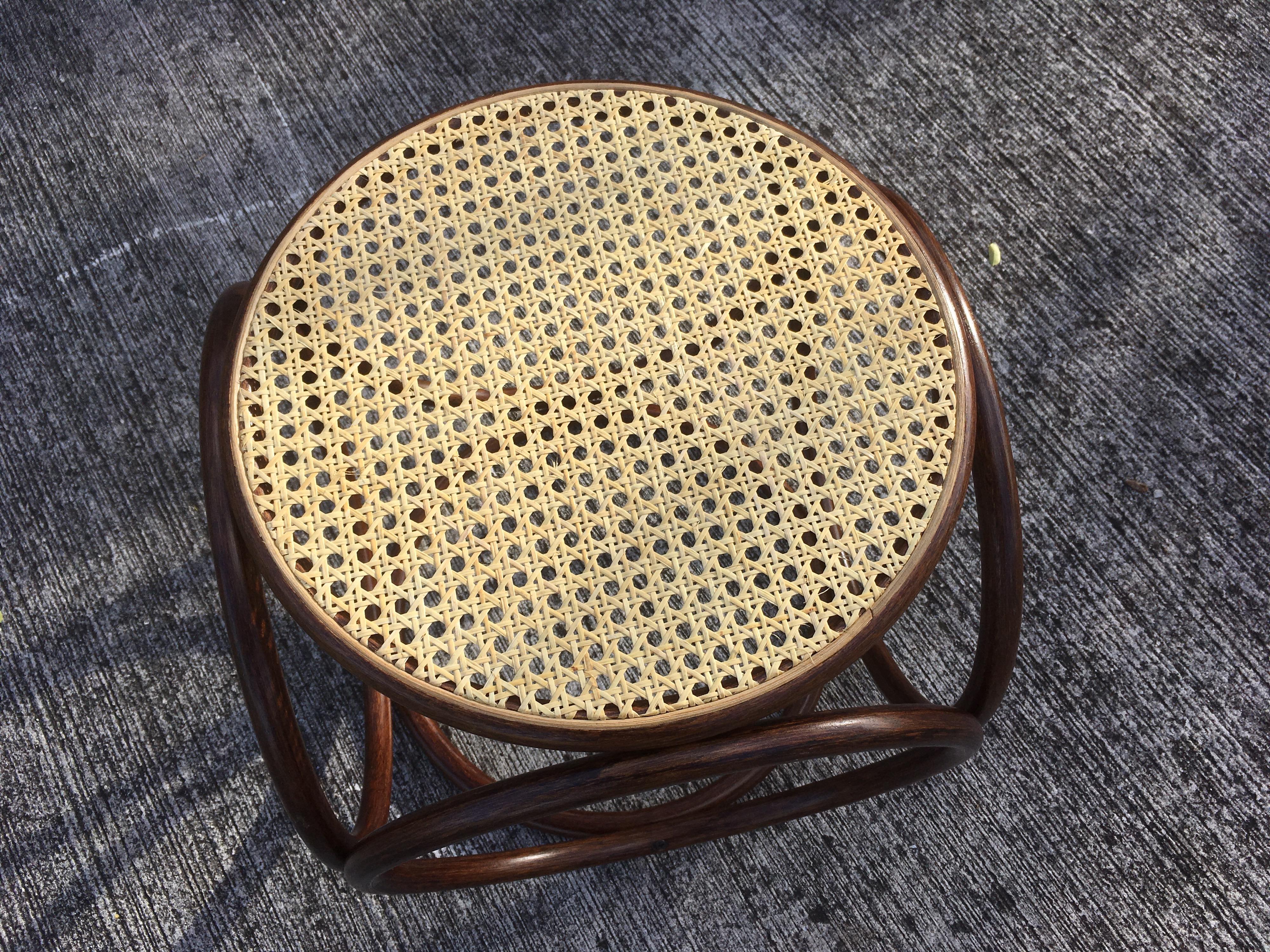 Pair of Michael Thonet Stools Ottomans, Side Tables Cane and Bentwood Brown 6