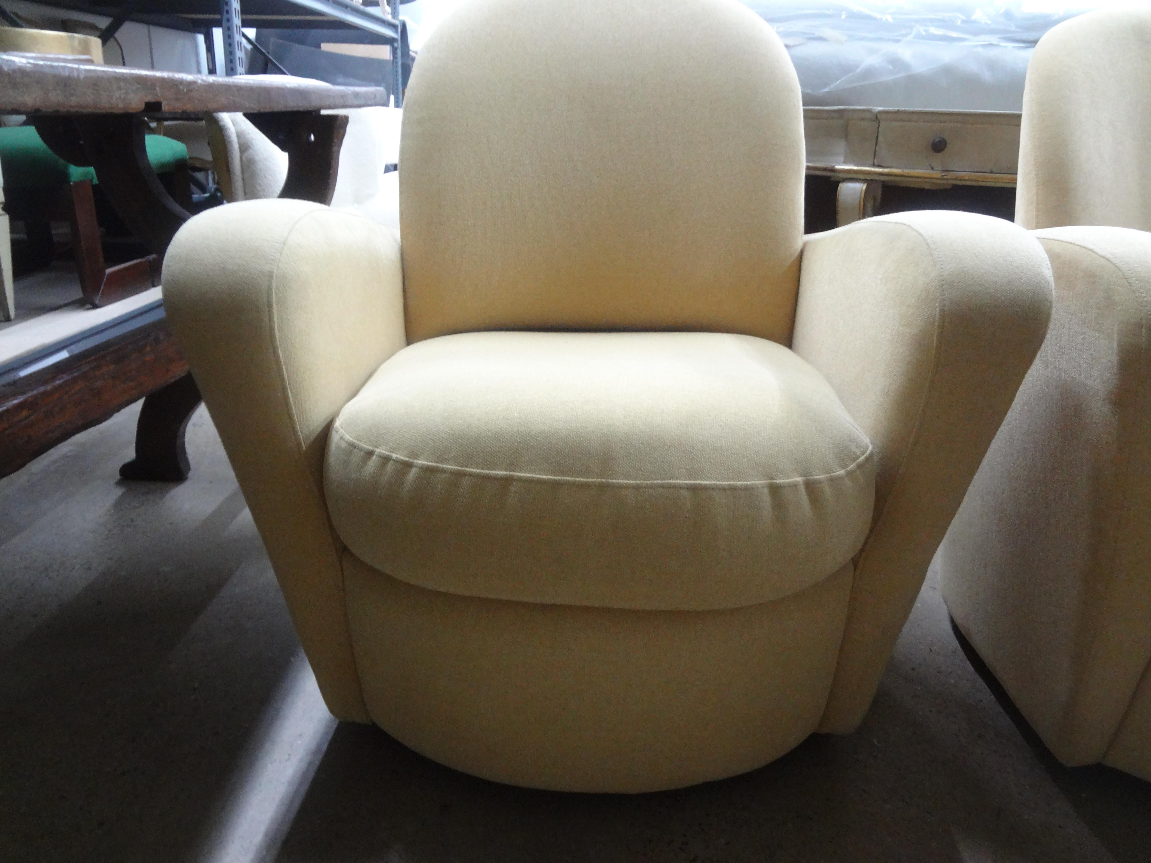 Pair Of Michael Wolk Style Swivel Chairs  For Sale 3