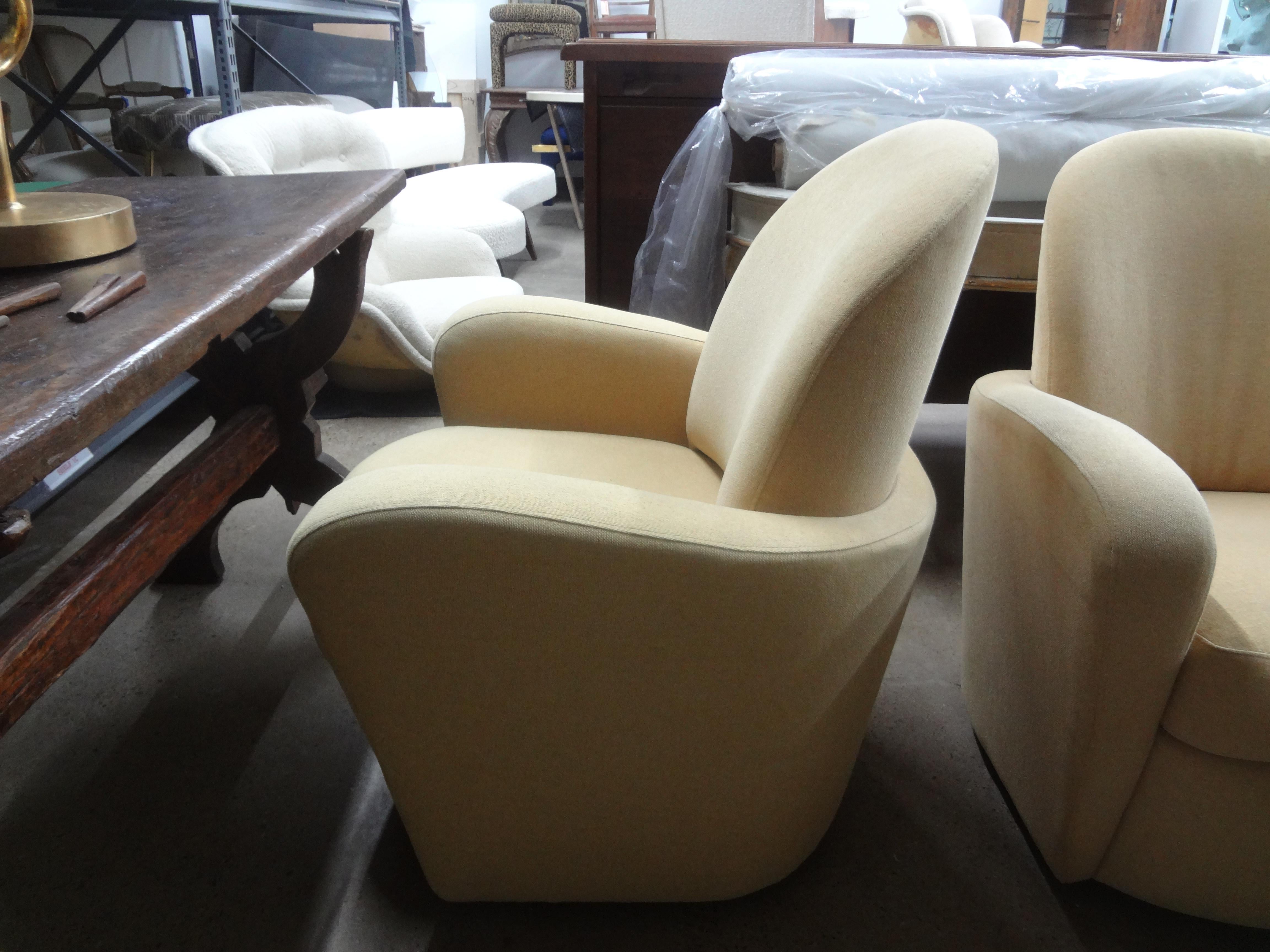Pair Of Michael Wolk Style Swivel Chairs  For Sale 4