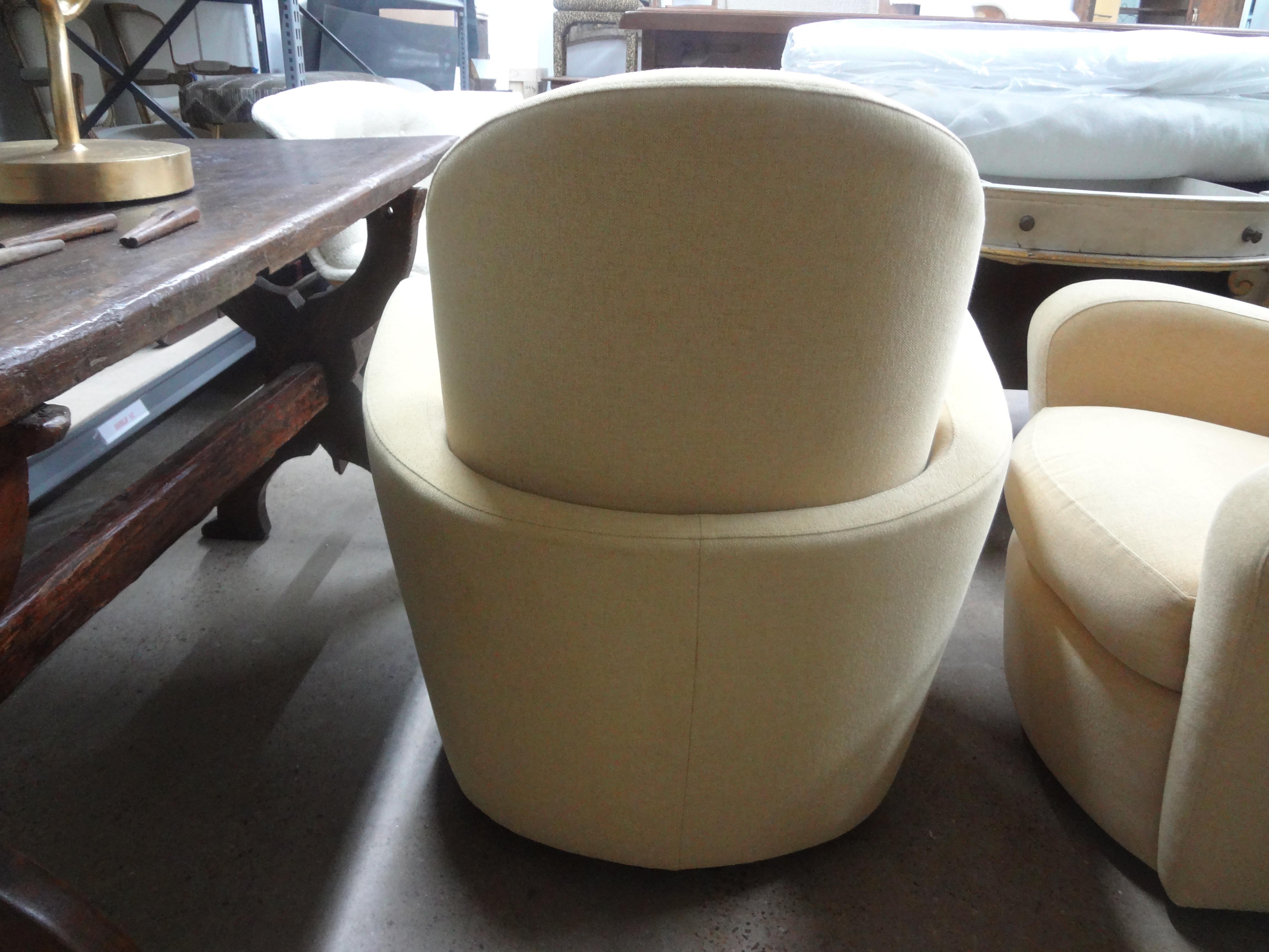 American Pair Of Michael Wolk Style Swivel Chairs  For Sale