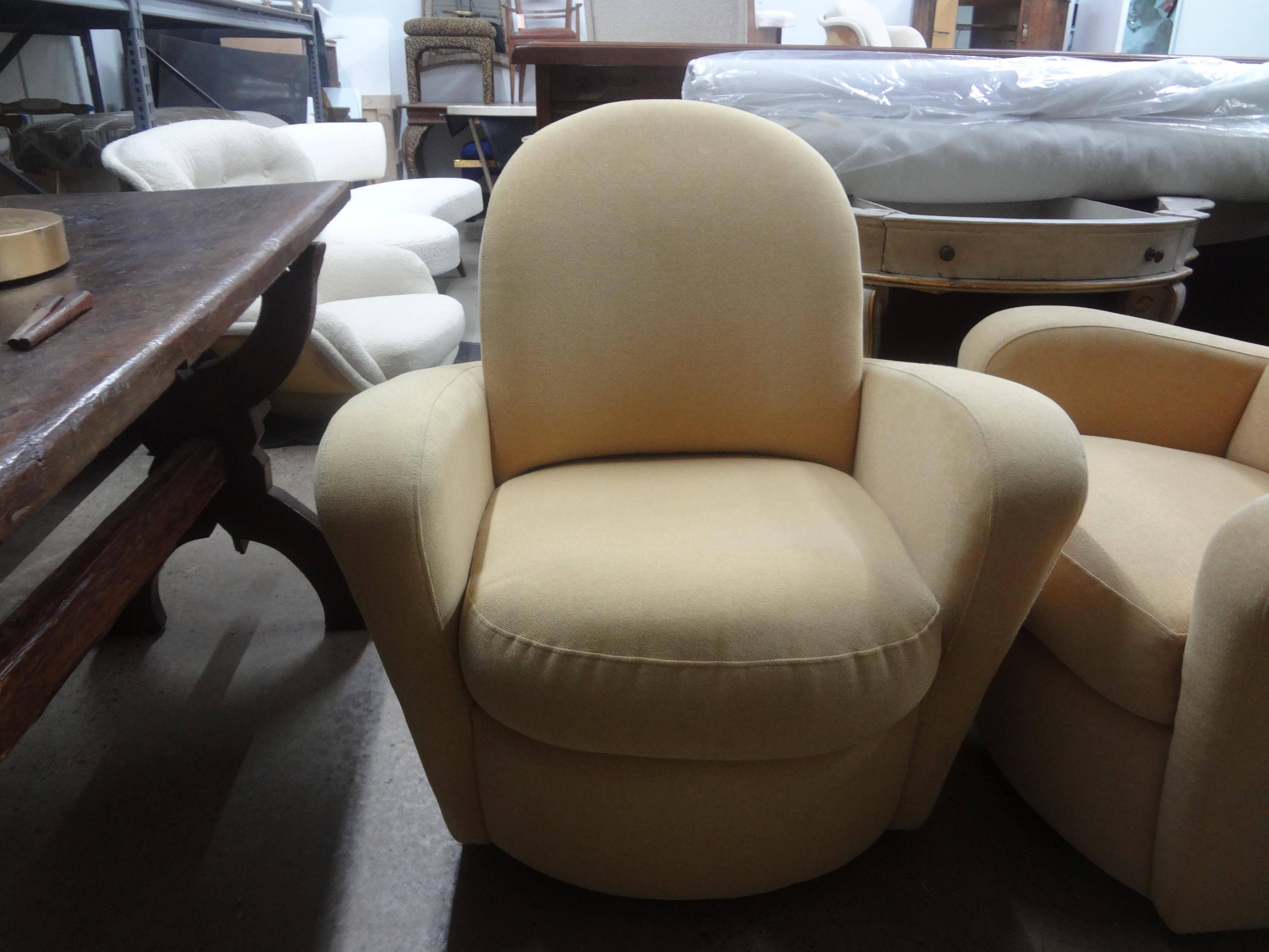Pair Of Michael Wolk Style Swivel Chairs  In Good Condition For Sale In Houston, TX