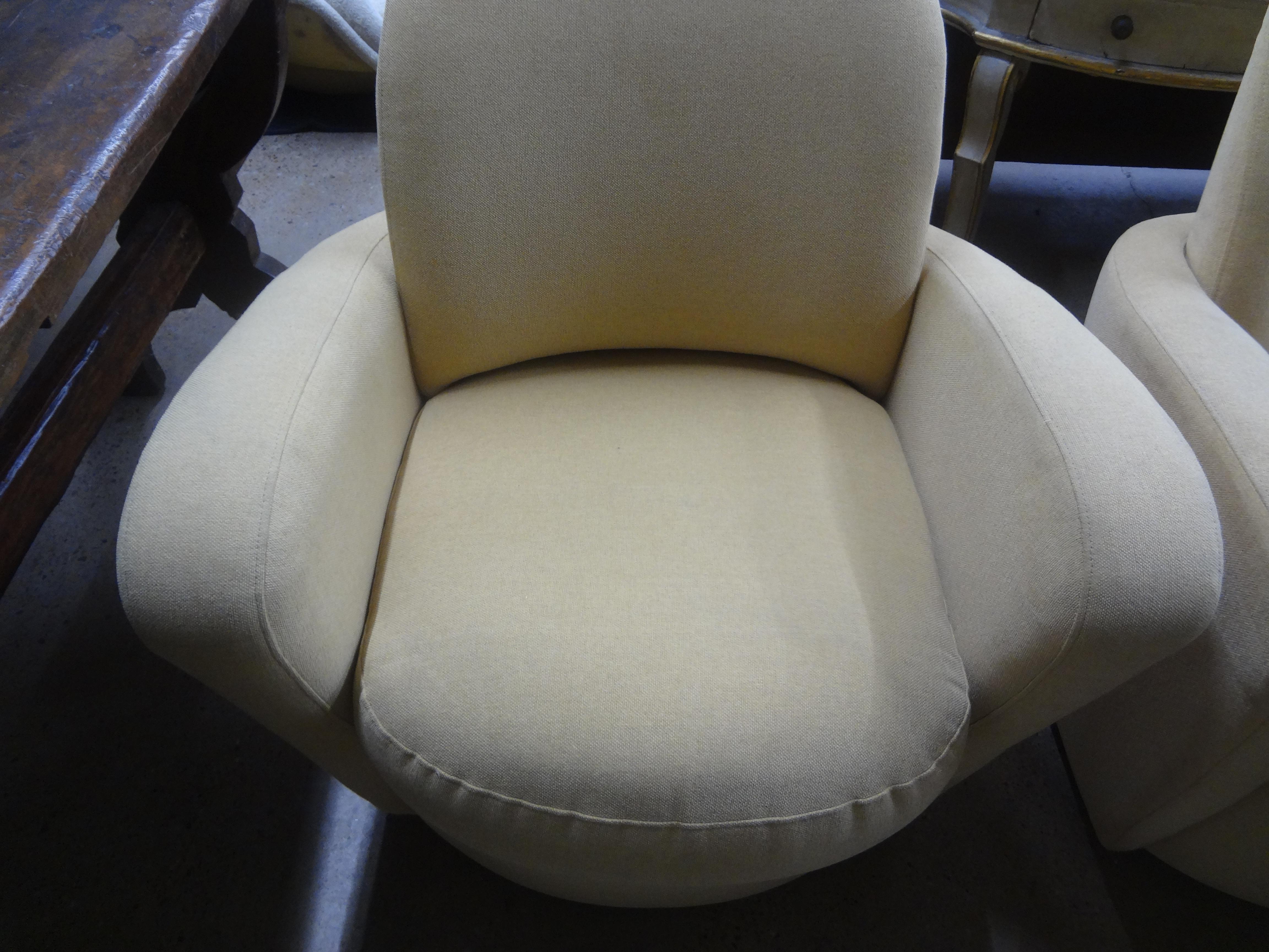 Pair Of Michael Wolk Style Swivel Chairs  For Sale 1