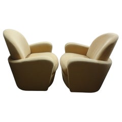 Retro Pair Of Michael Wolk Style Swivel Chairs 