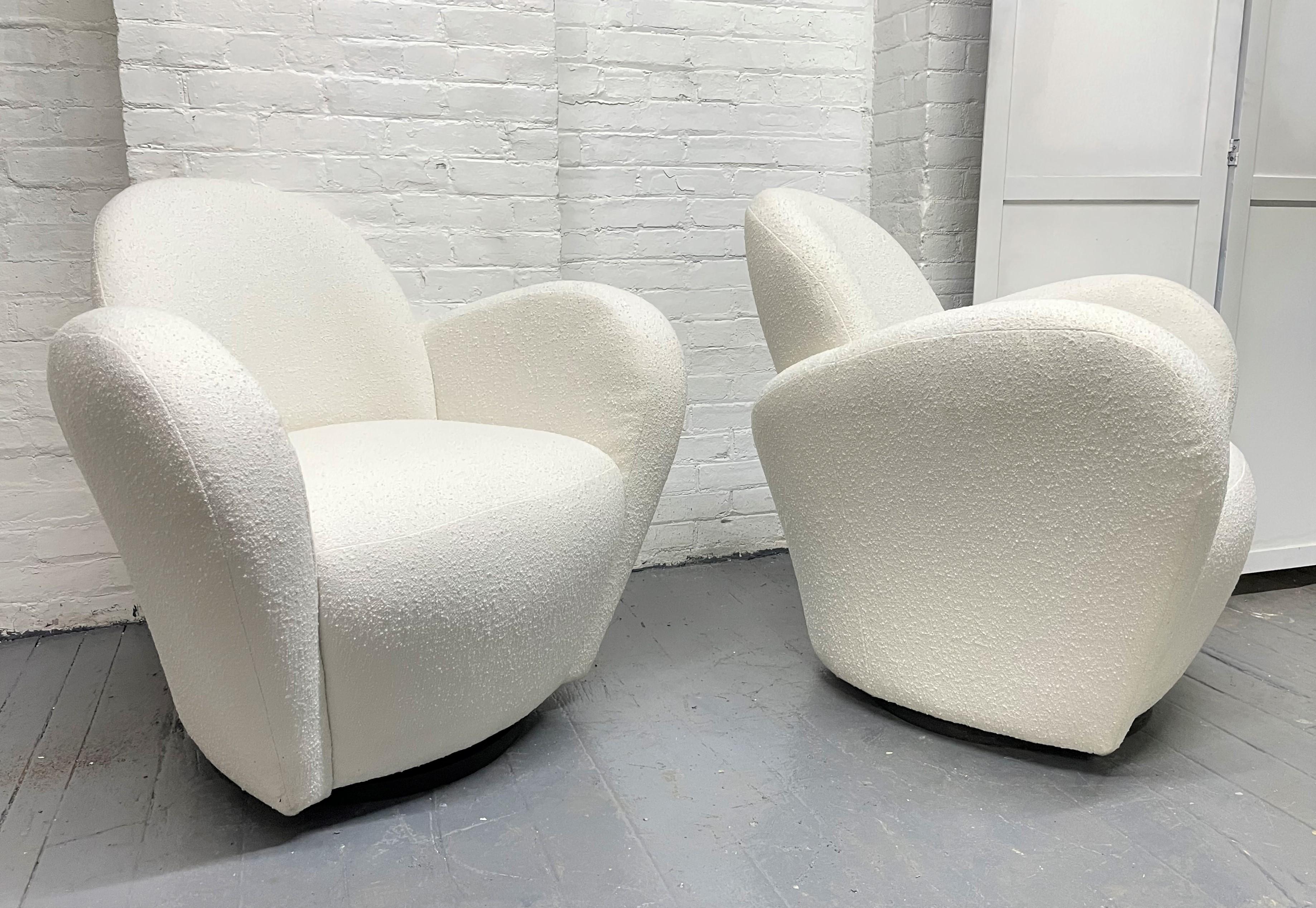 Mid-Century Modern Pair of Michael Wolk Swivel Lounge Chairs For Sale