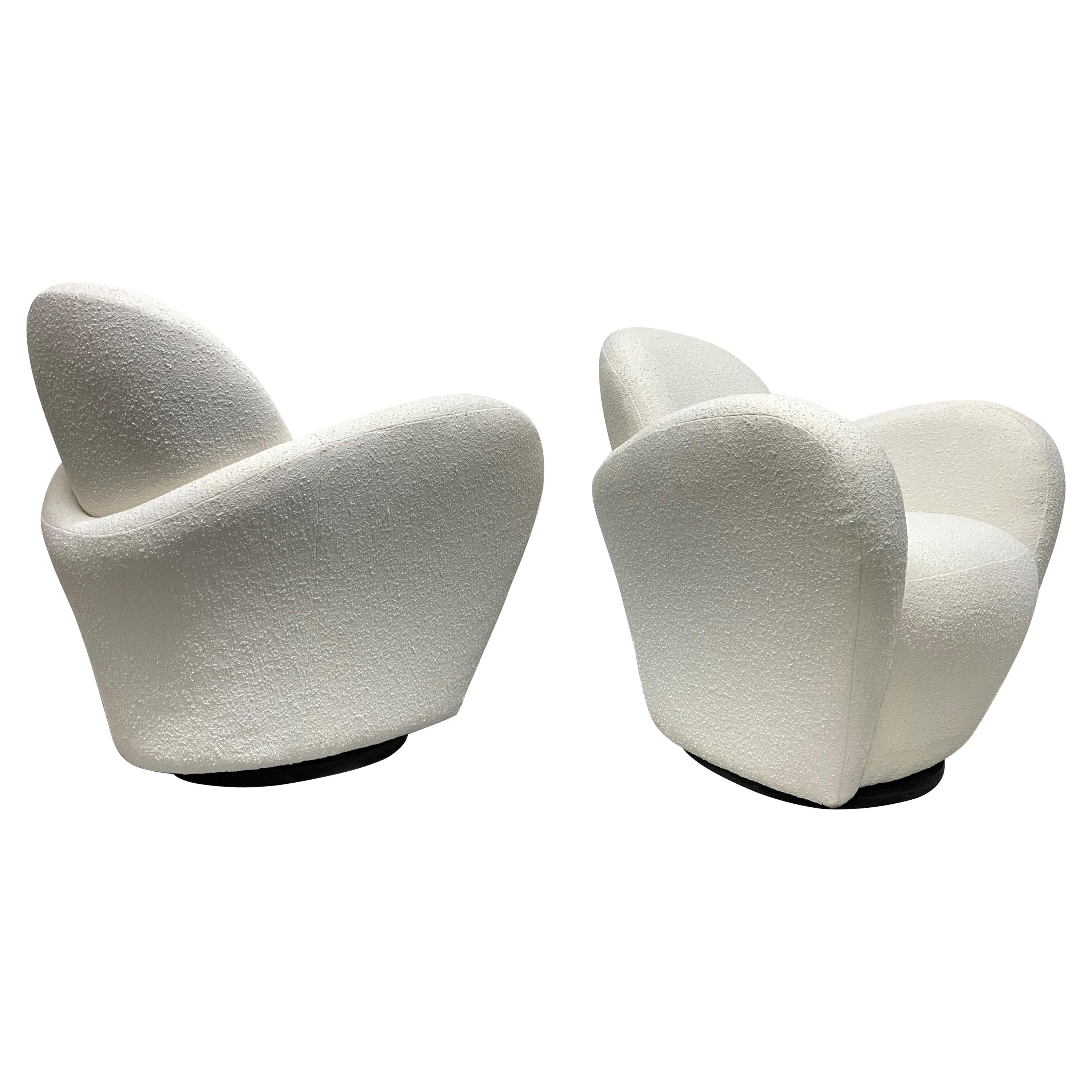 Pair of Michael Wolk Swivel Lounge Chairs For Sale