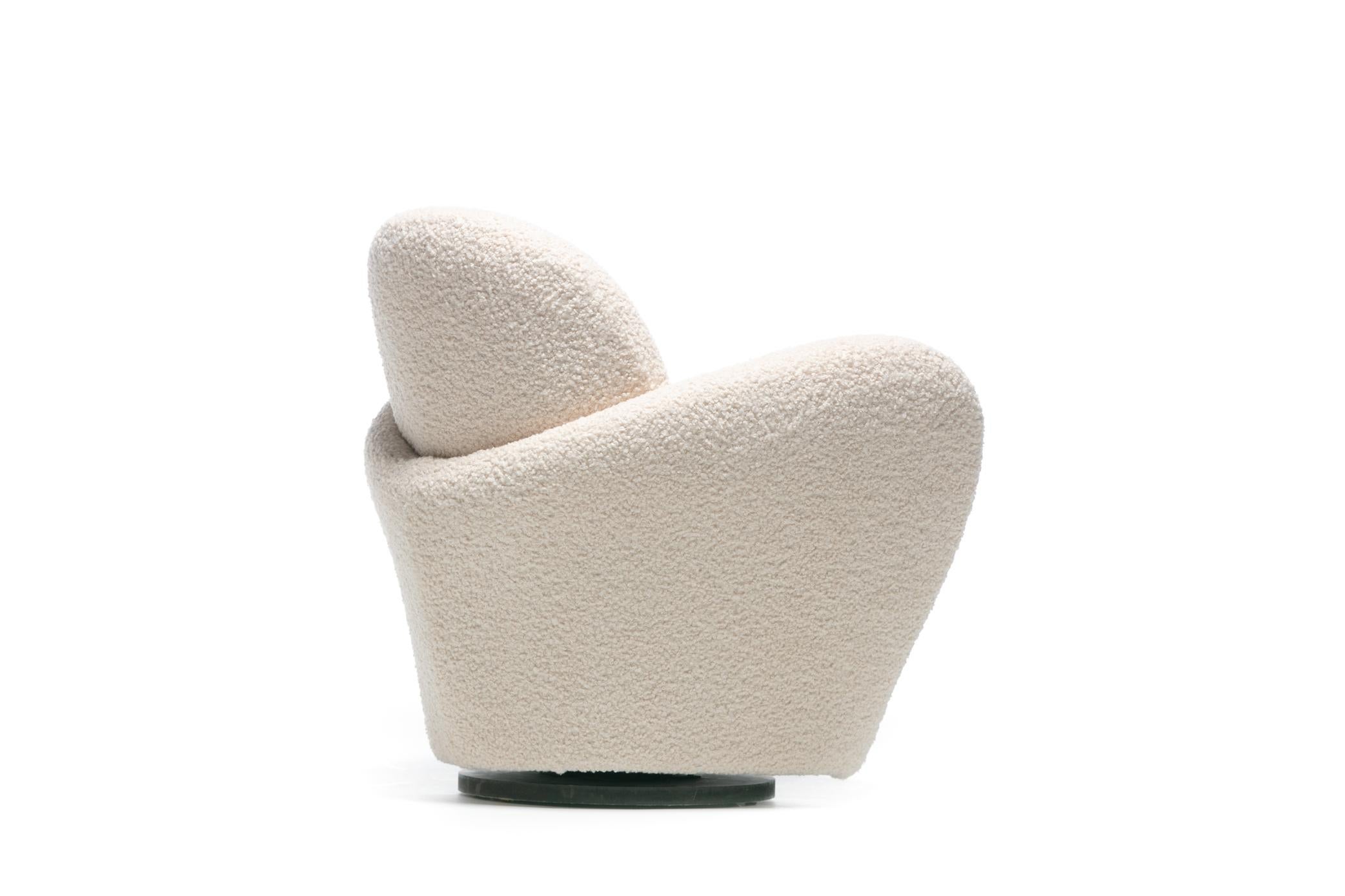 Pair of Michael Wolk Swivel Lounge Chairs in Ivory Bouclé In Good Condition For Sale In Saint Louis, MO