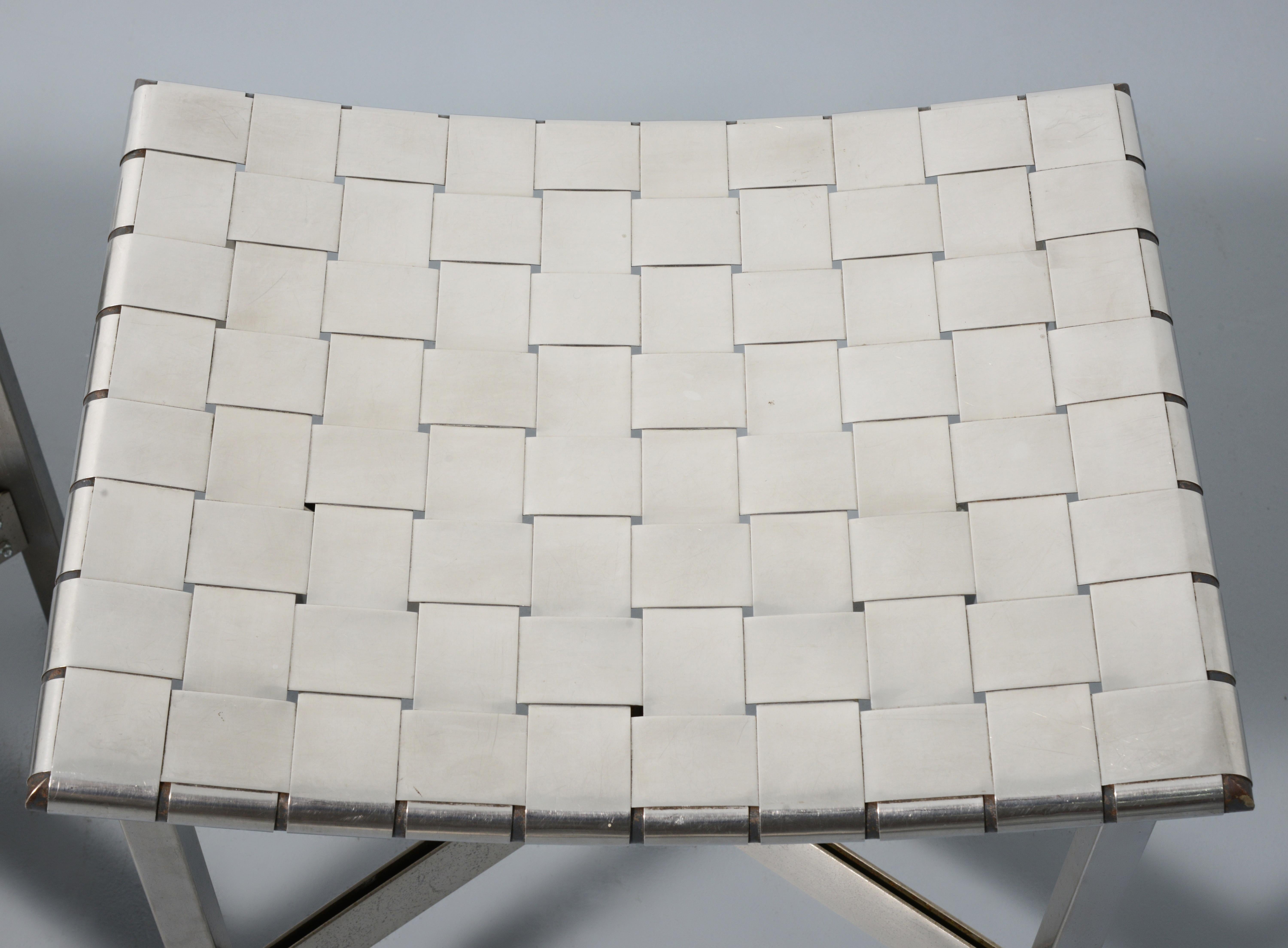 Stainless Steel Pair of Michel Pigneres Stools For Sale