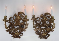 Pair of Mid 18th Century French Bronze Chinoiserie and Rococo Style Sconces