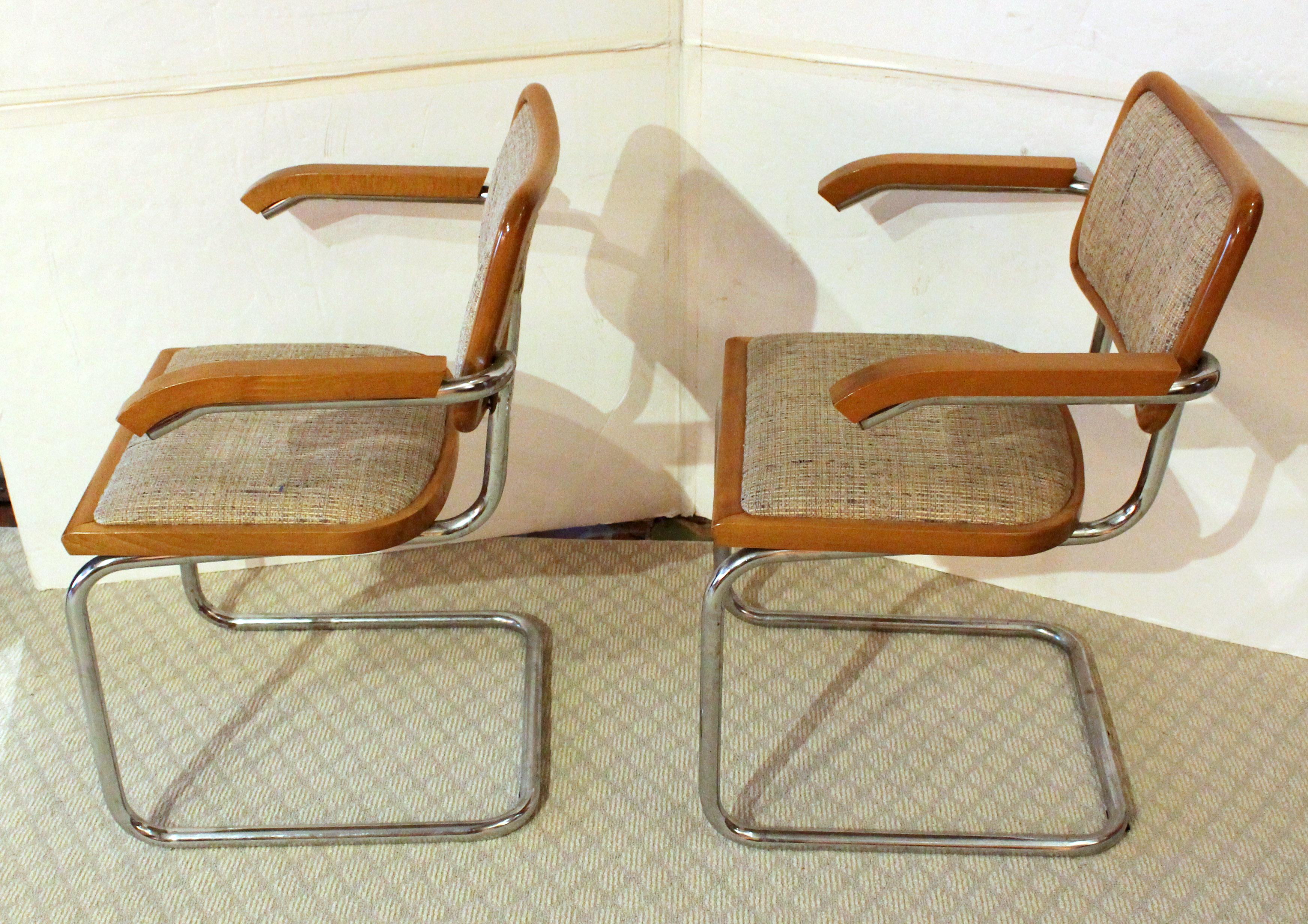 Mid-Century Modern Pair of Mid-1970s Marcel Breuer Cesca Arm Chairs For Sale