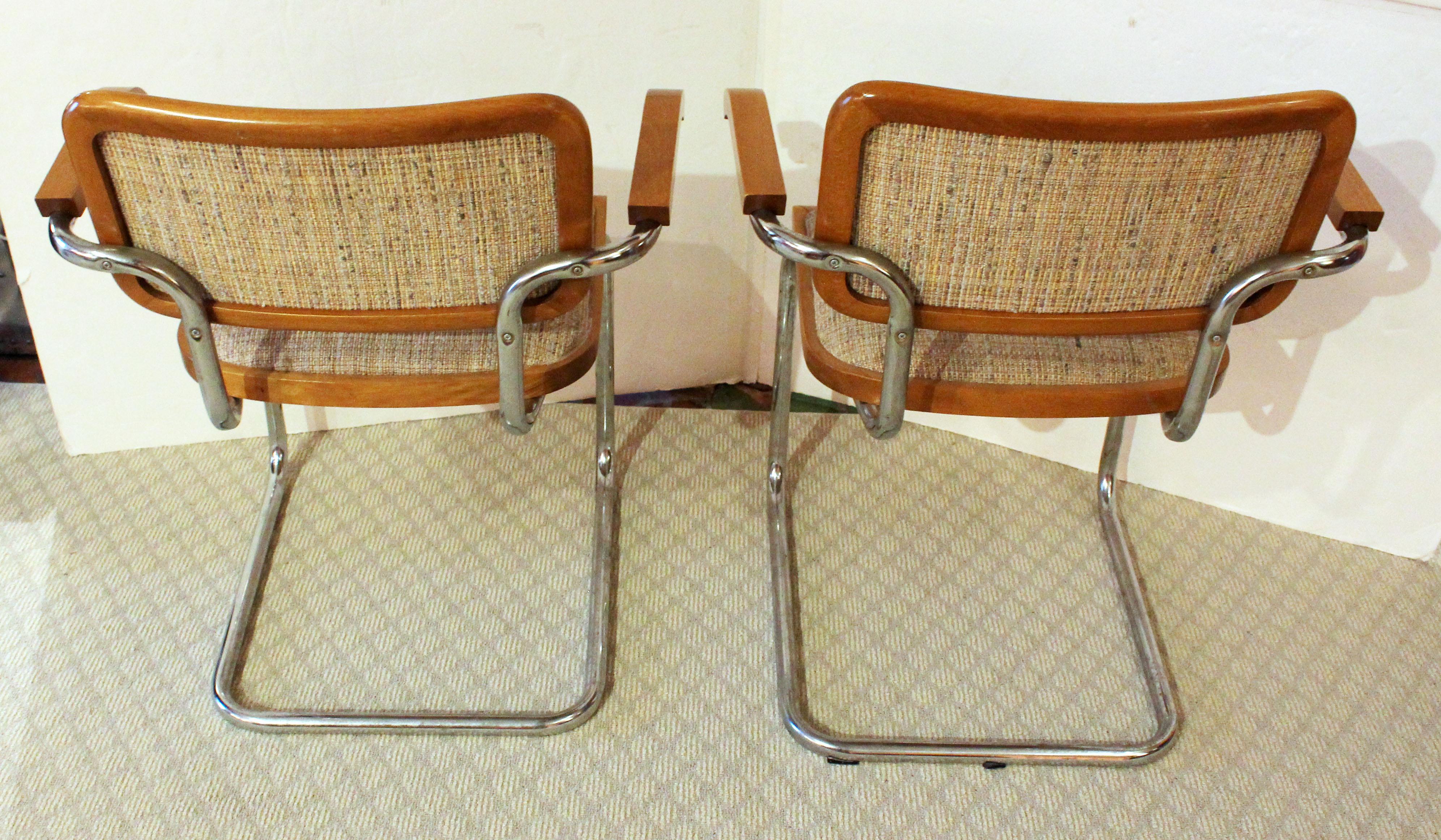 Italian Pair of Mid-1970s Marcel Breuer Cesca Arm Chairs For Sale