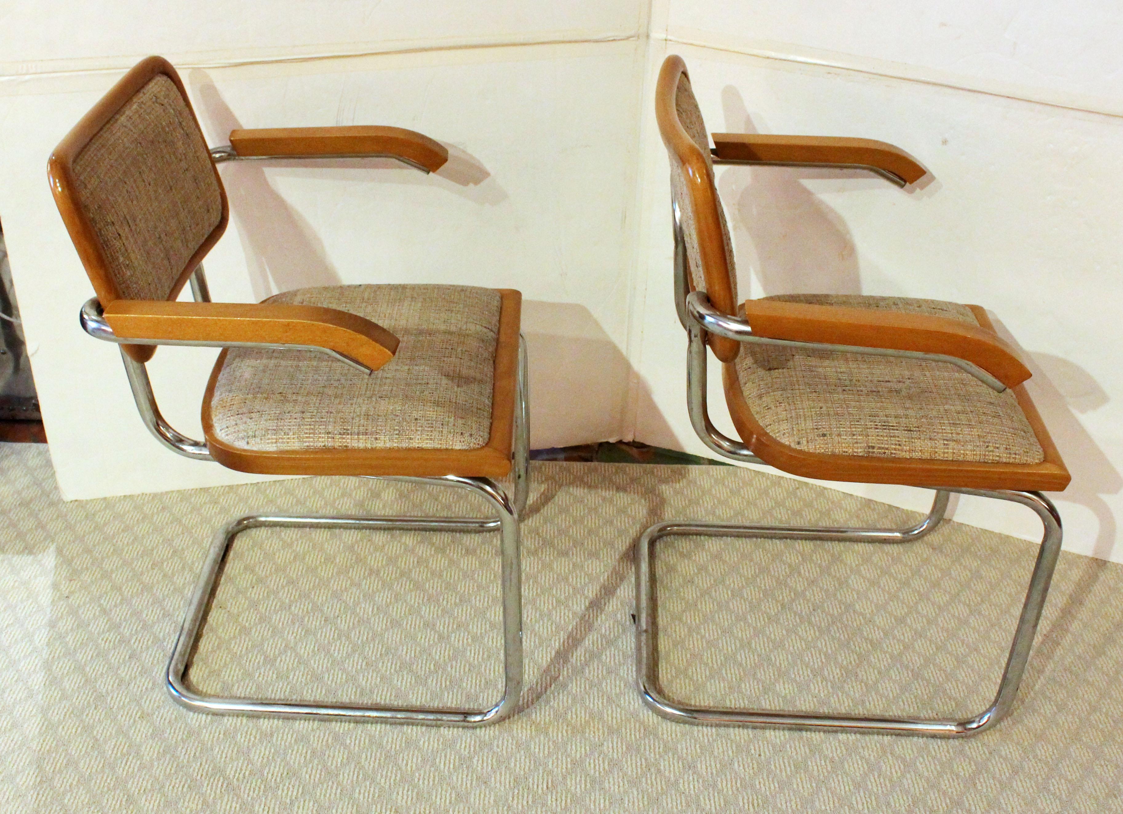 Pair of Mid-1970s Marcel Breuer Cesca Arm Chairs In Good Condition For Sale In Chapel Hill, NC