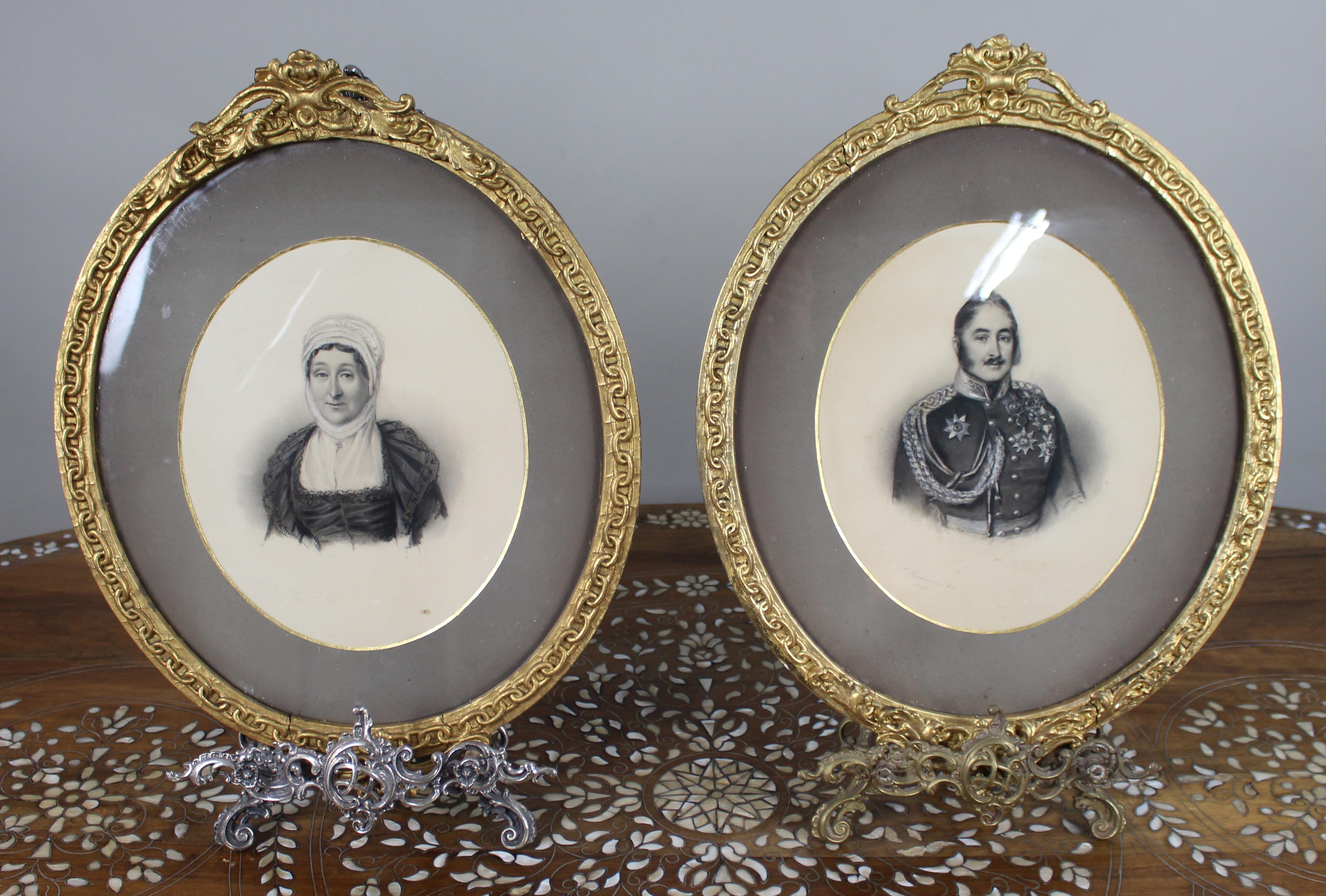 Pair of Mid-19th Century Portrait Drawings – Sir Hugh Halkett and Wife, Signed C. Reimann, 1846

A well-executed pair of oval portrait drawings dated 1846, depicting General Sir Hugh Halkett (1783–1863) and his wife. Each is signed C. Reimann del.