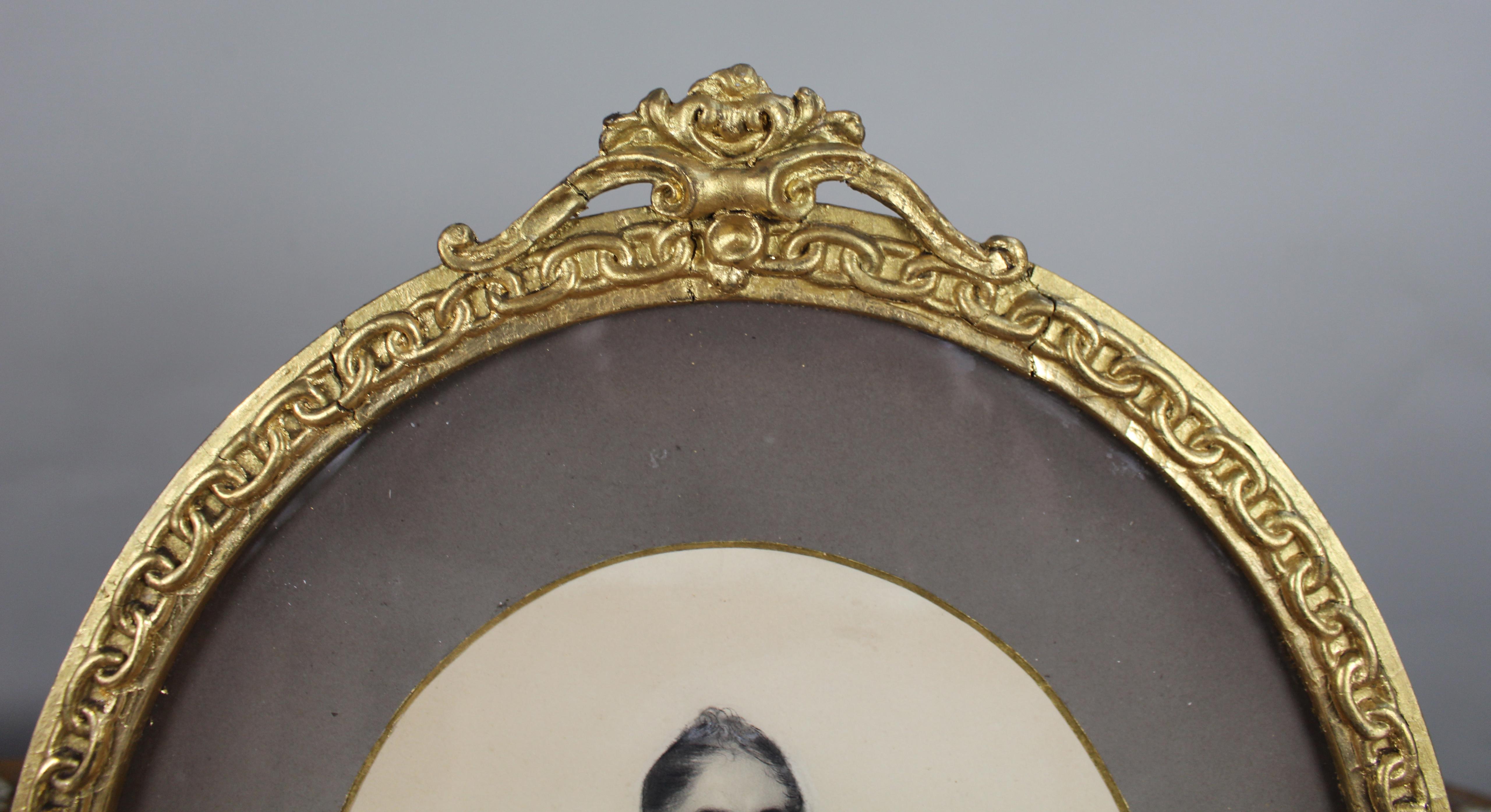 Pair of Mid 19th c. Oval Drawings by C.Reimann For Sale 1