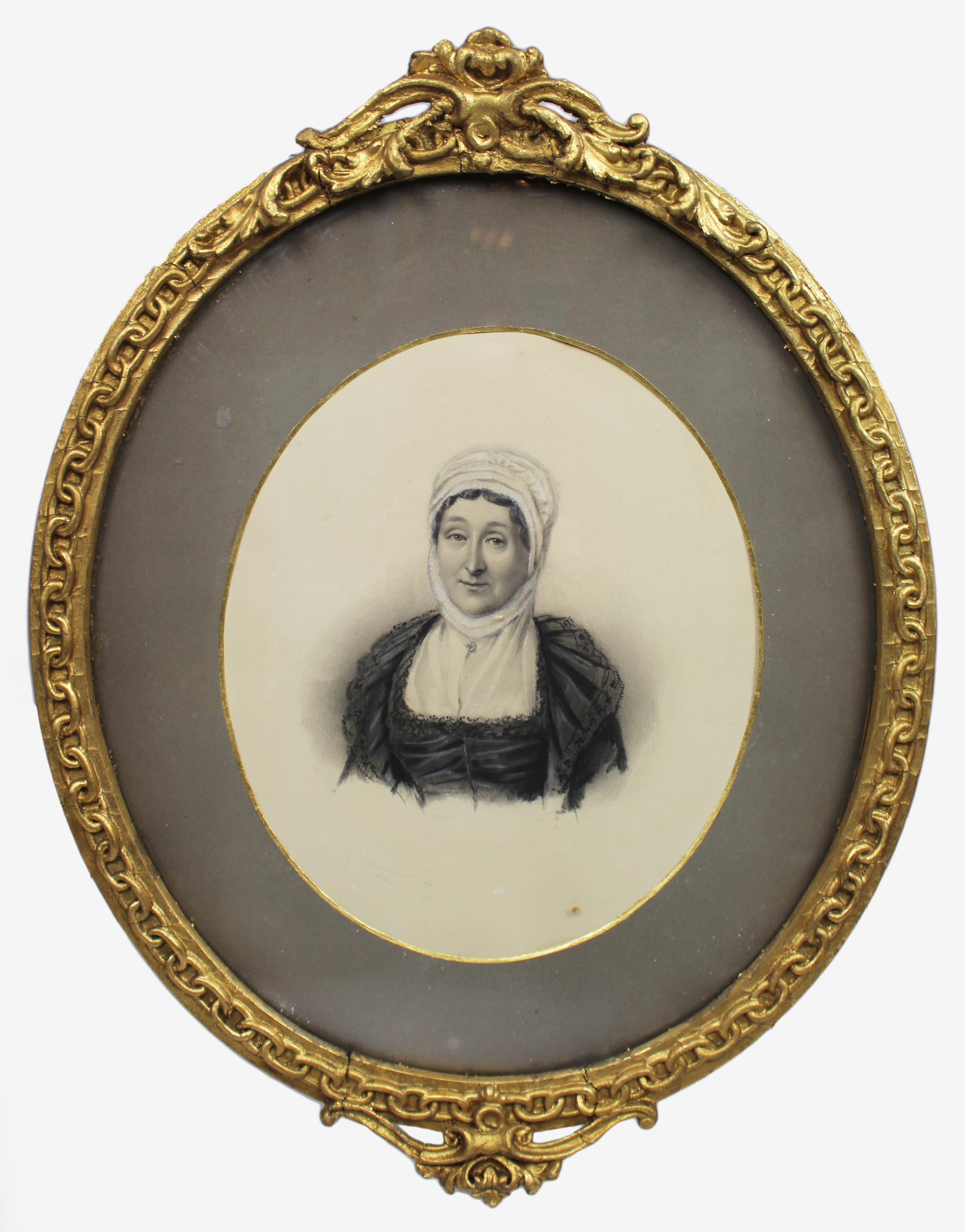 Pair of Mid 19th c. Oval Drawings by C.Reimann For Sale 3