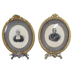 Pair of Mid 19th c. Oval Drawings by C.Reimann Pair of Mid 19th c. Oval Drawings by C.Reimann