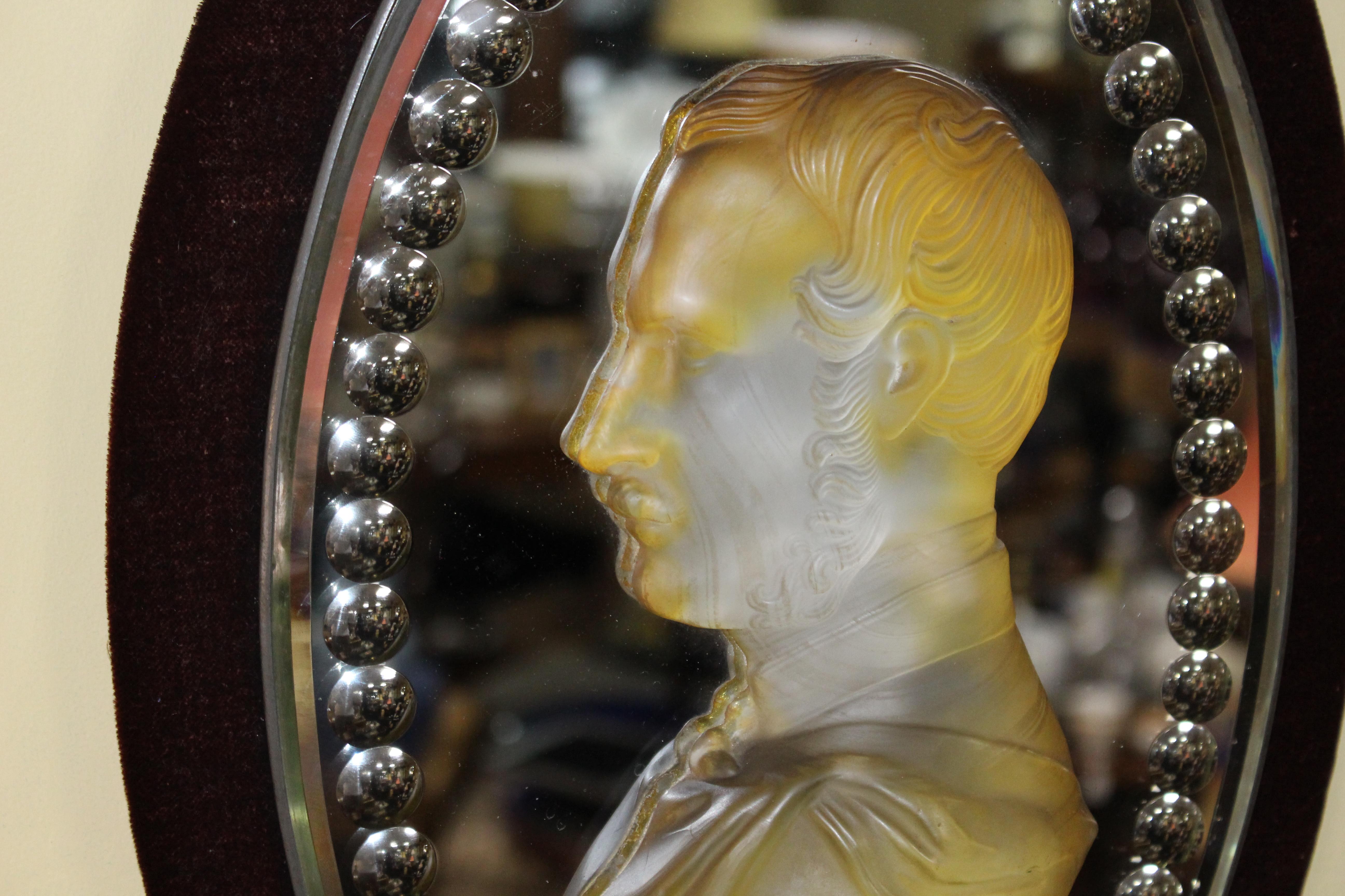 Pair of Mid 19th c. Victoria & Albert Carved Crystal Mirrored Plaques For Sale 7