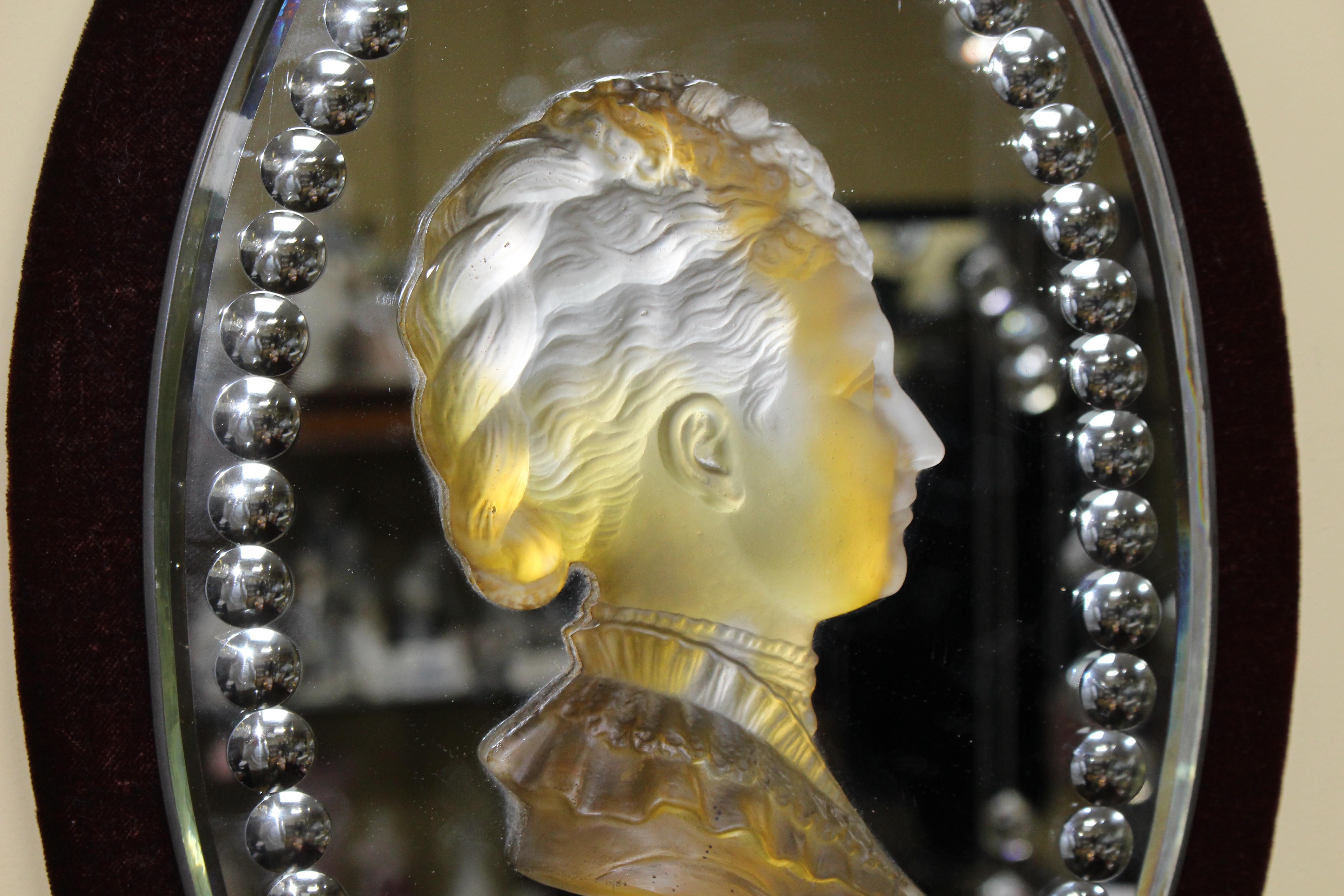 19th Century Pair of Mid 19th c. Victoria & Albert Carved Crystal Mirrored Plaques For Sale