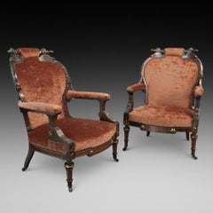 Paar viktorianische Sessel aus Rosenholz und vergoldetem Paket aus der Mitte des 19.