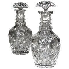 Pair of Mid-19th Century Anglo Irish Cut-Glass Decanters, England, circa 1840