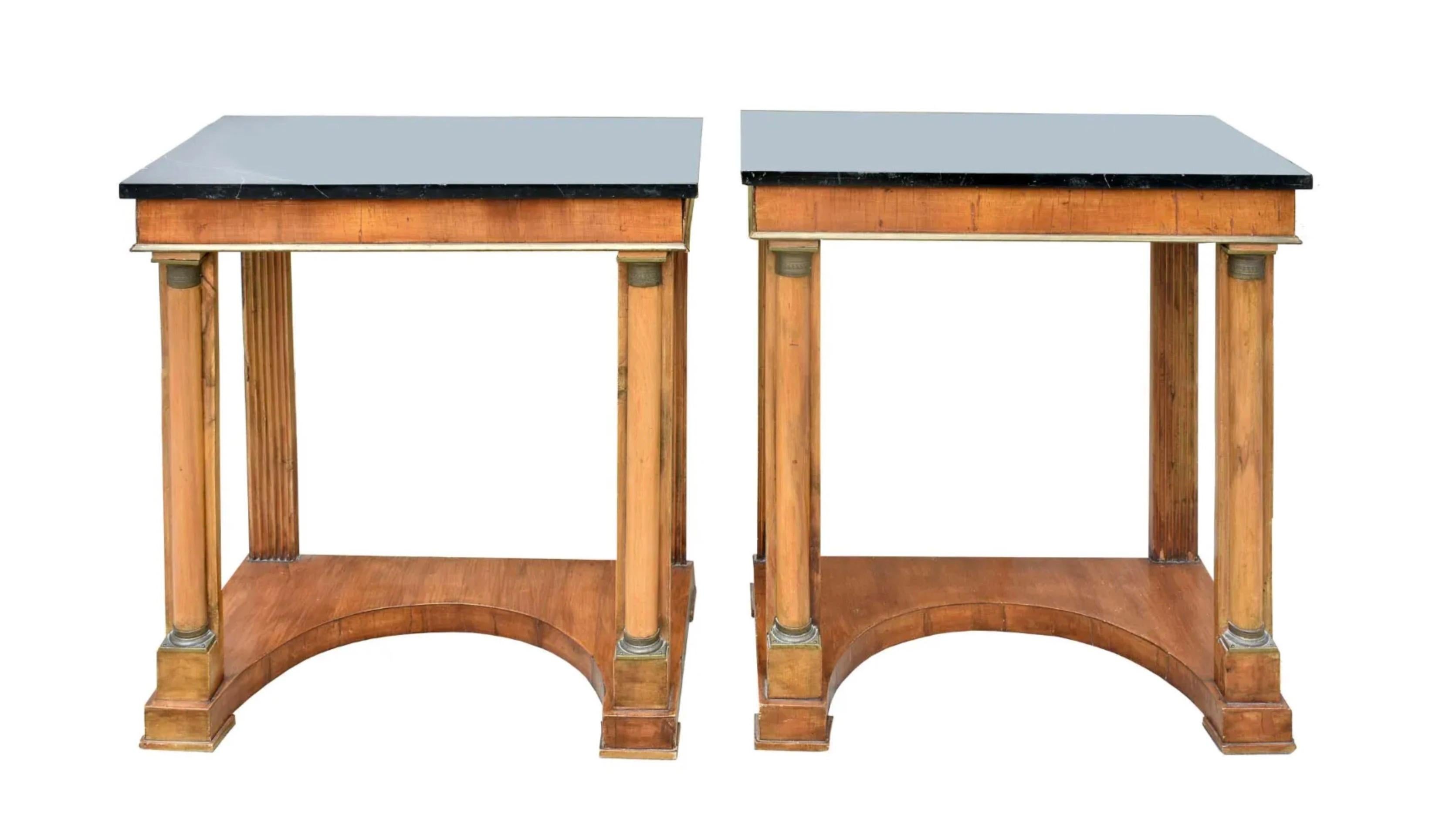 Gilt Pair of Mid 19th Century Antique French Empire Tables For Sale