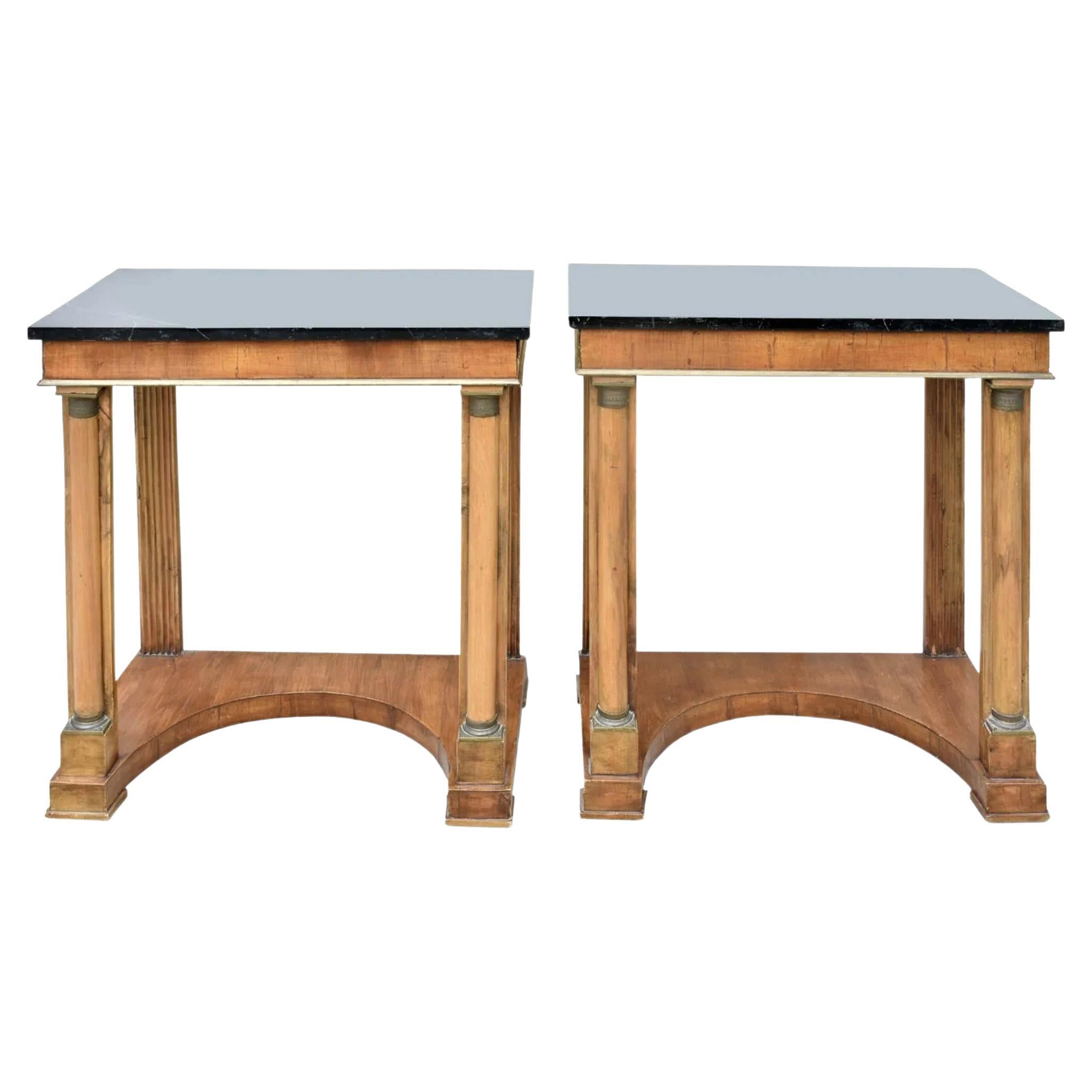Pair of Mid 19th Century Antique French Empire Tables For Sale