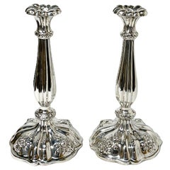 Antique Pair of Mid-19th Century Austrian Silver Candlesticks