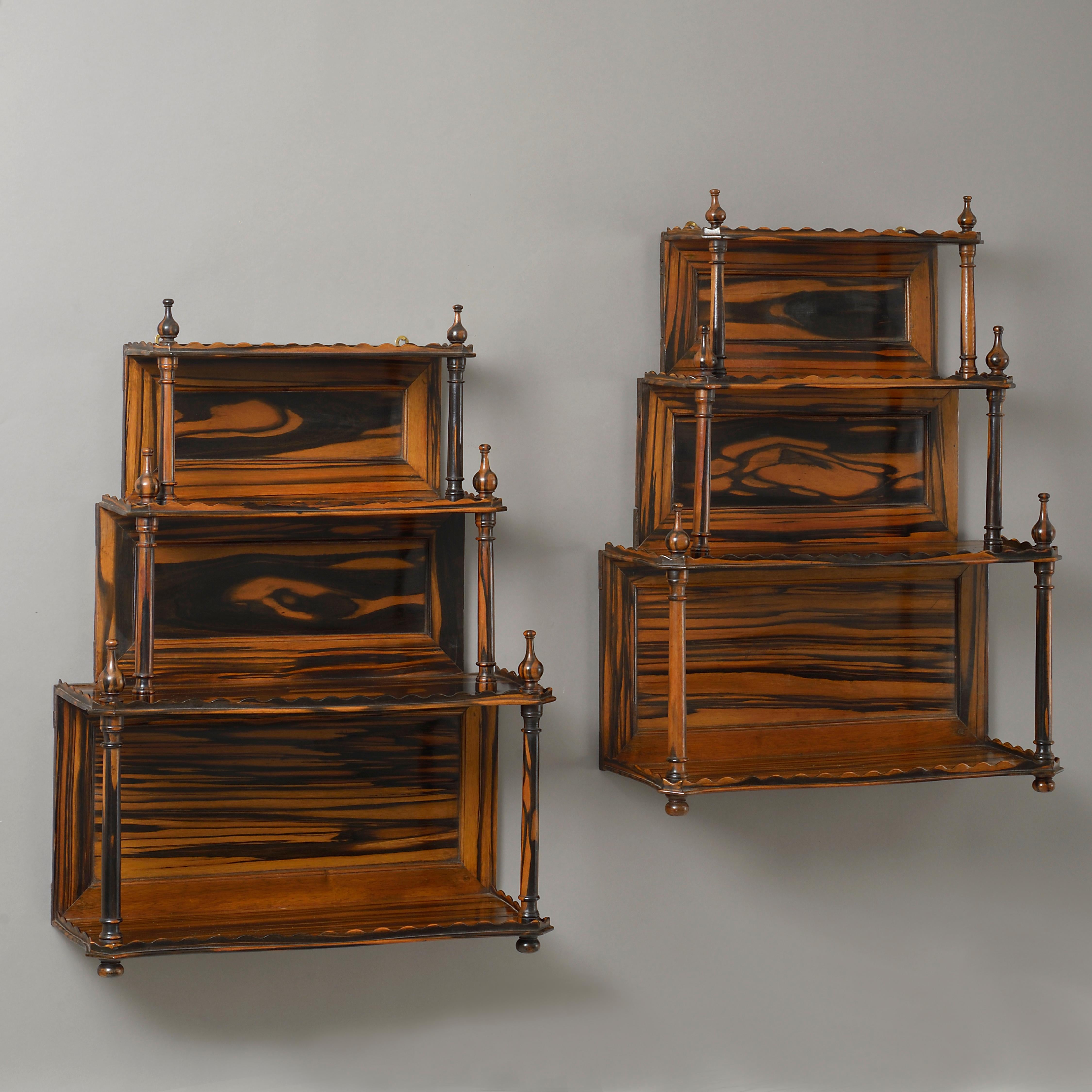 Anglo-Indian Pair of Mid-19th Century Calamander Wood Hanging Shelves