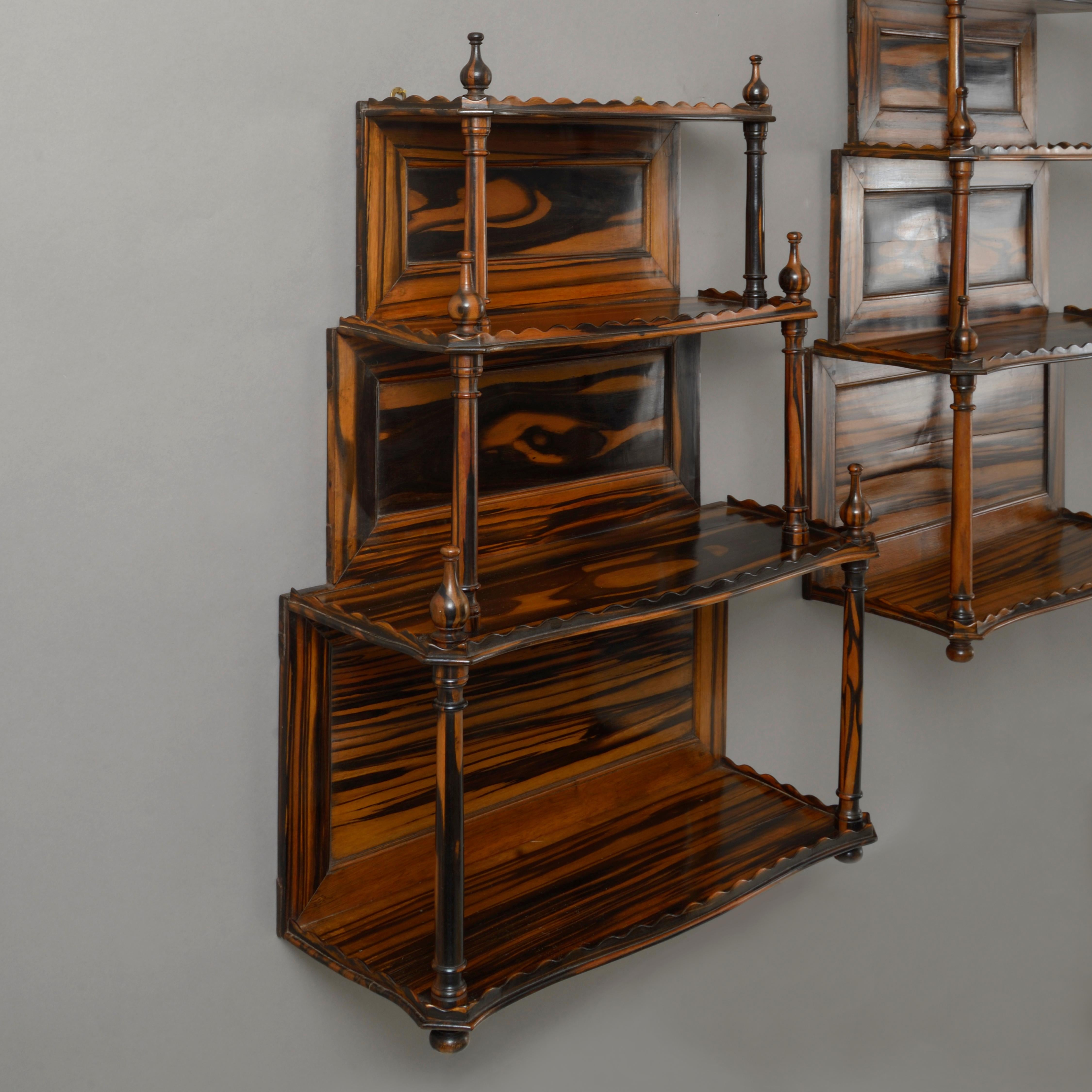 Indian Pair of Mid-19th Century Calamander Wood Hanging Shelves For Sale