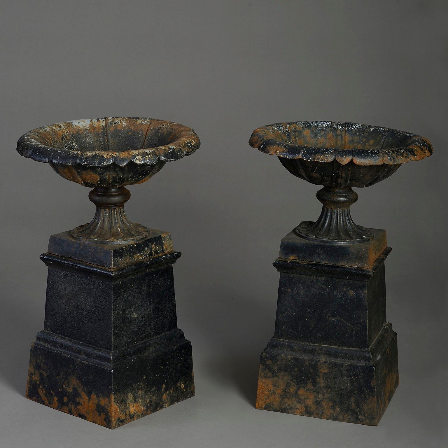 English Pair of Mid-19th Century Cast Iron Tazze For Sale