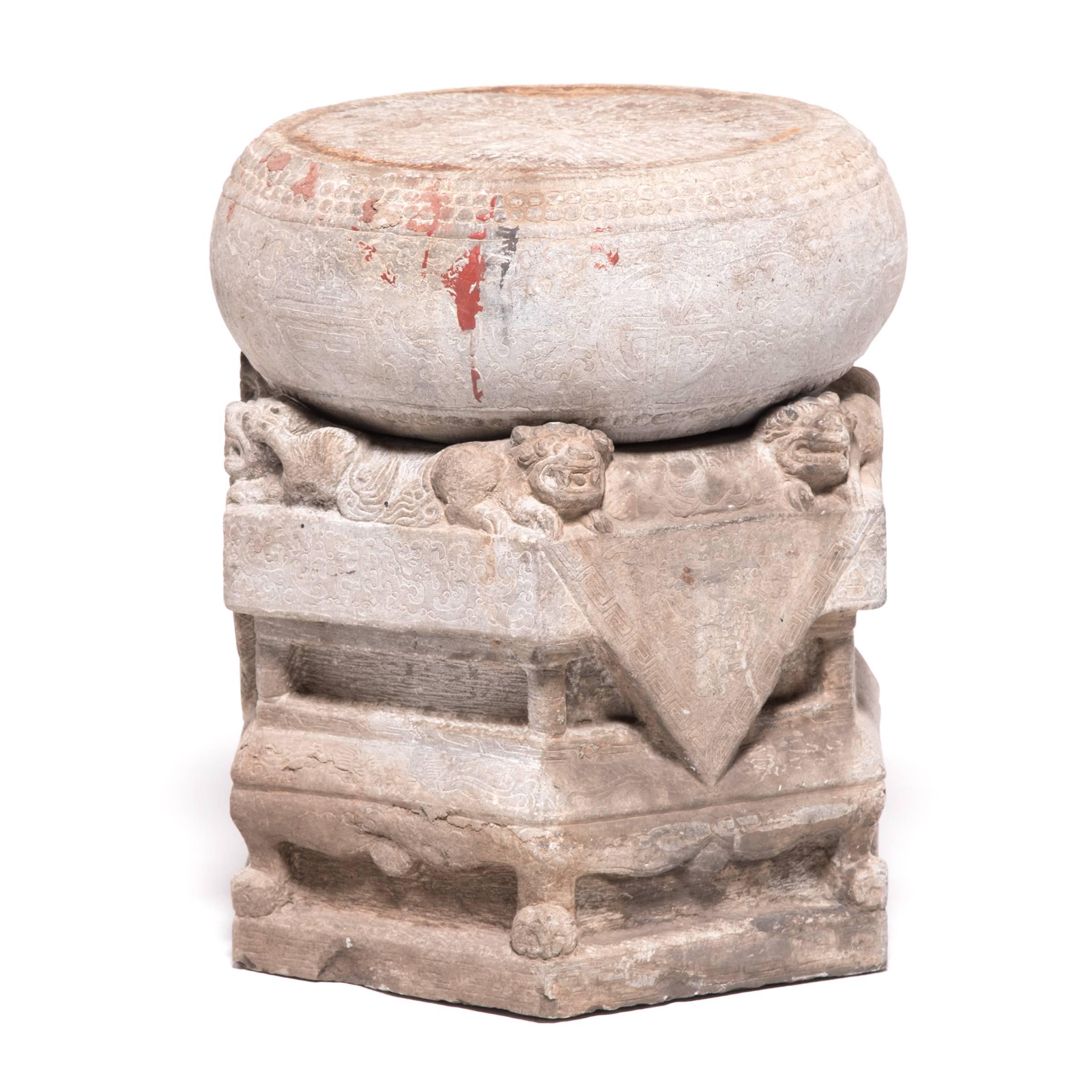 Pair of Chinese Limestone Column Bases, c. 1850 1