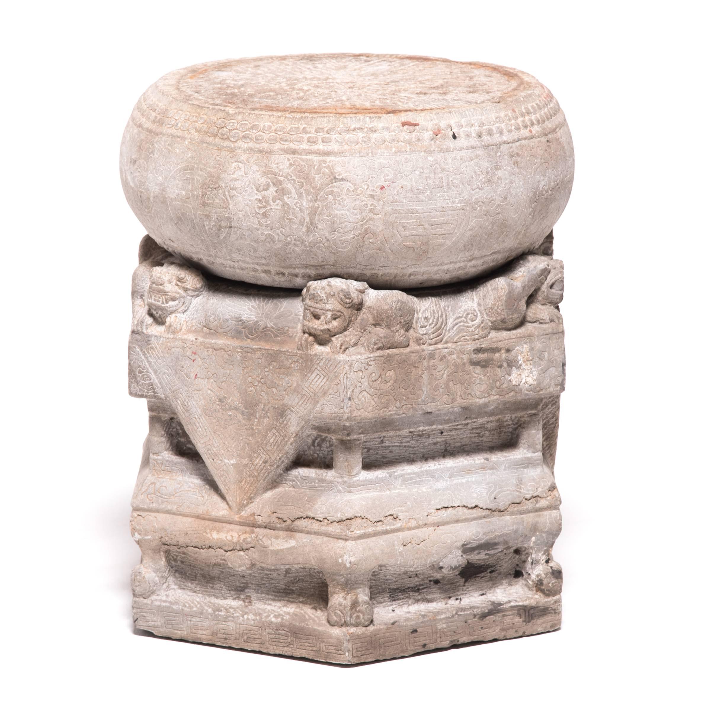Pair of Chinese Limestone Column Bases, c. 1850 3