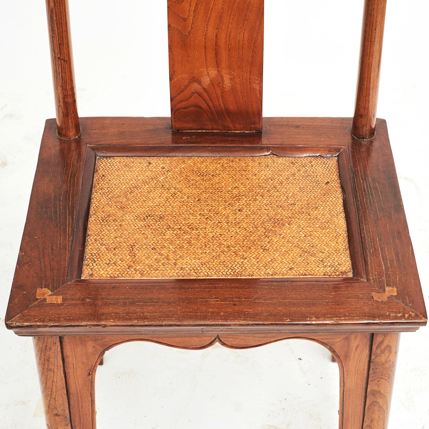Pair of Mid-19th Century Chinese Ming Style Chairs in Jumu Wood with Wicker Seat 9