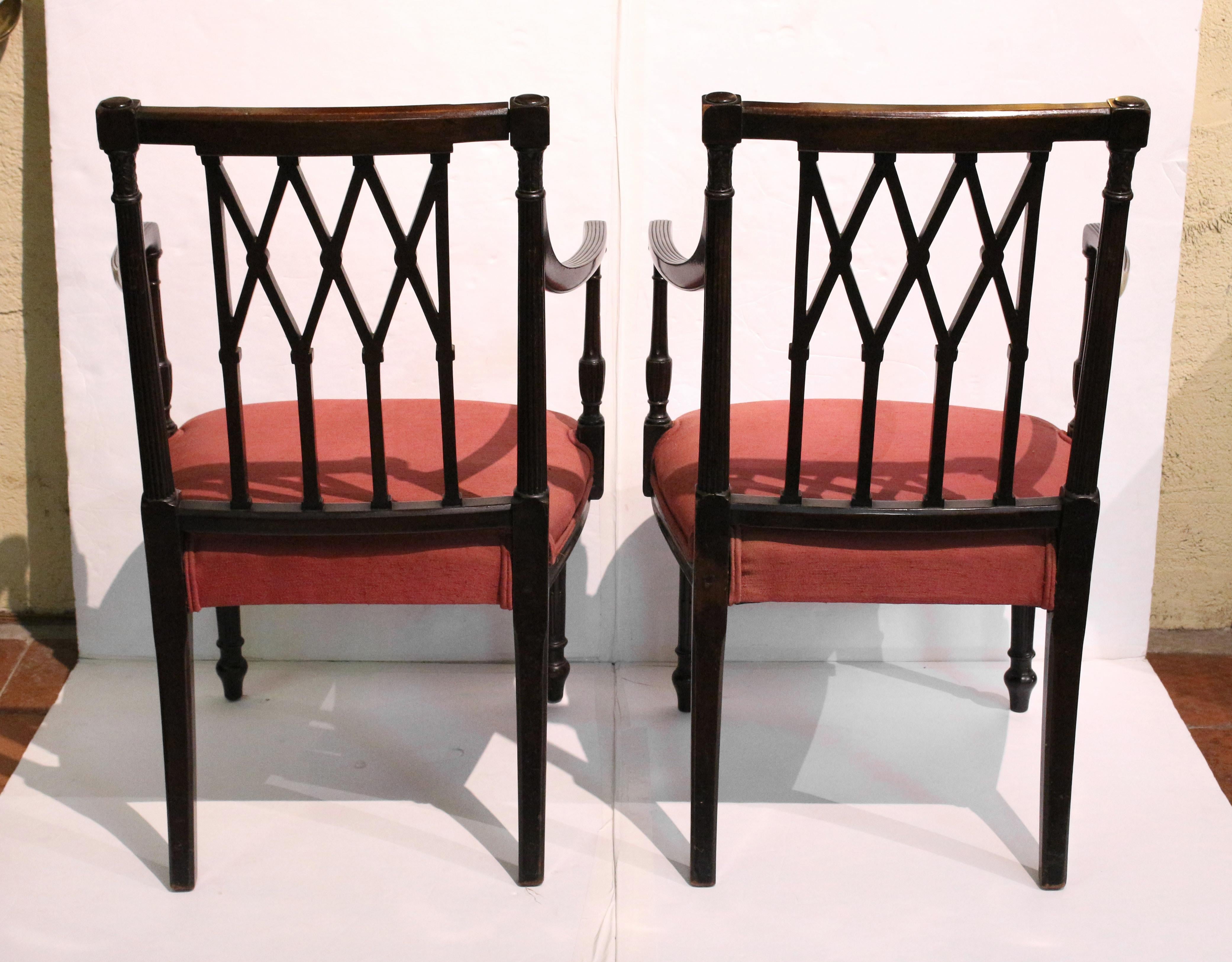 Pair of Mid-19th Century Classical English Arm Chairs In Good Condition In Chapel Hill, NC