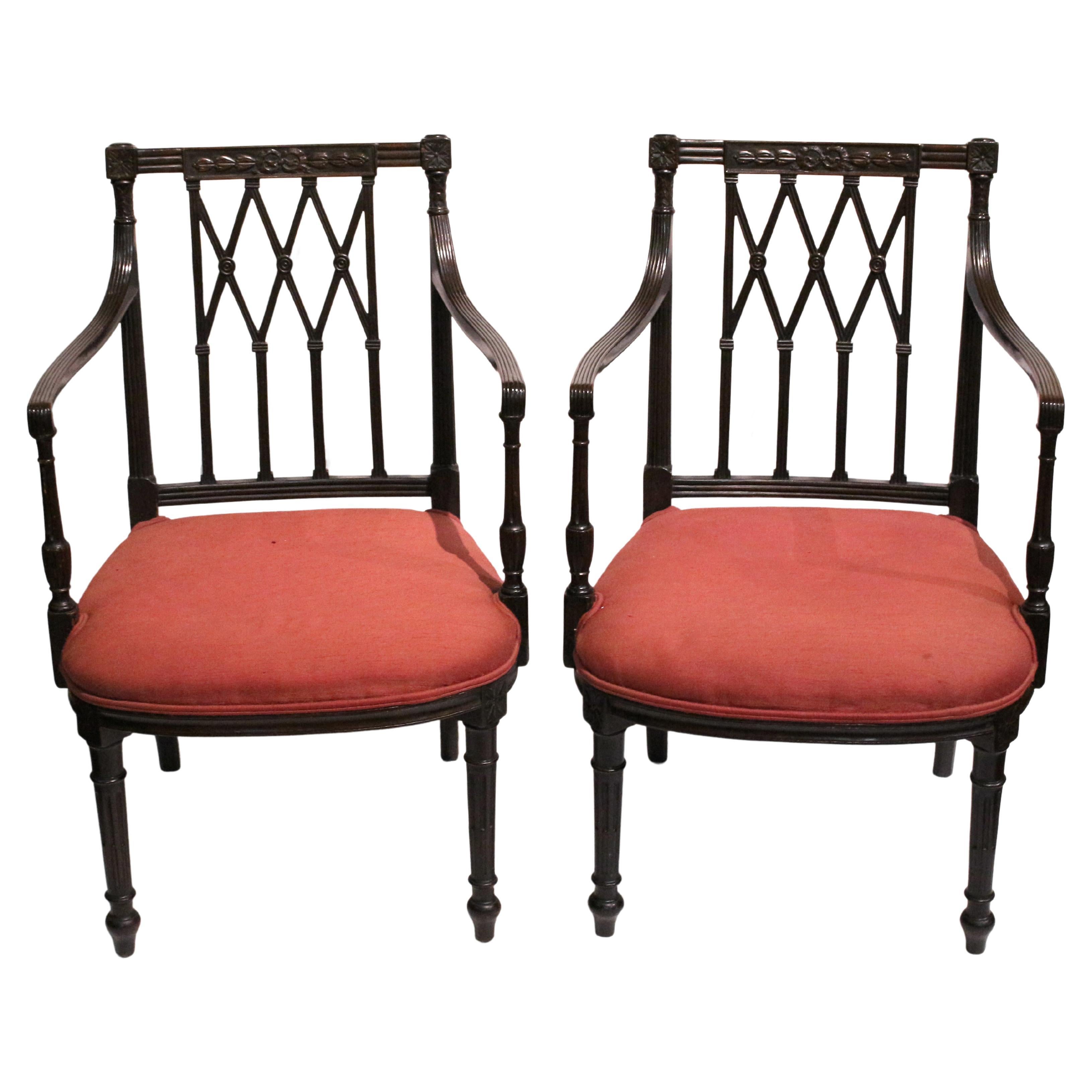 Pair of Mid-19th Century Classical English Arm Chairs