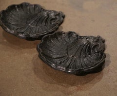 Pair of Mid-19th Century French Carved Iron Shell-Form Stoups Vide-Poches