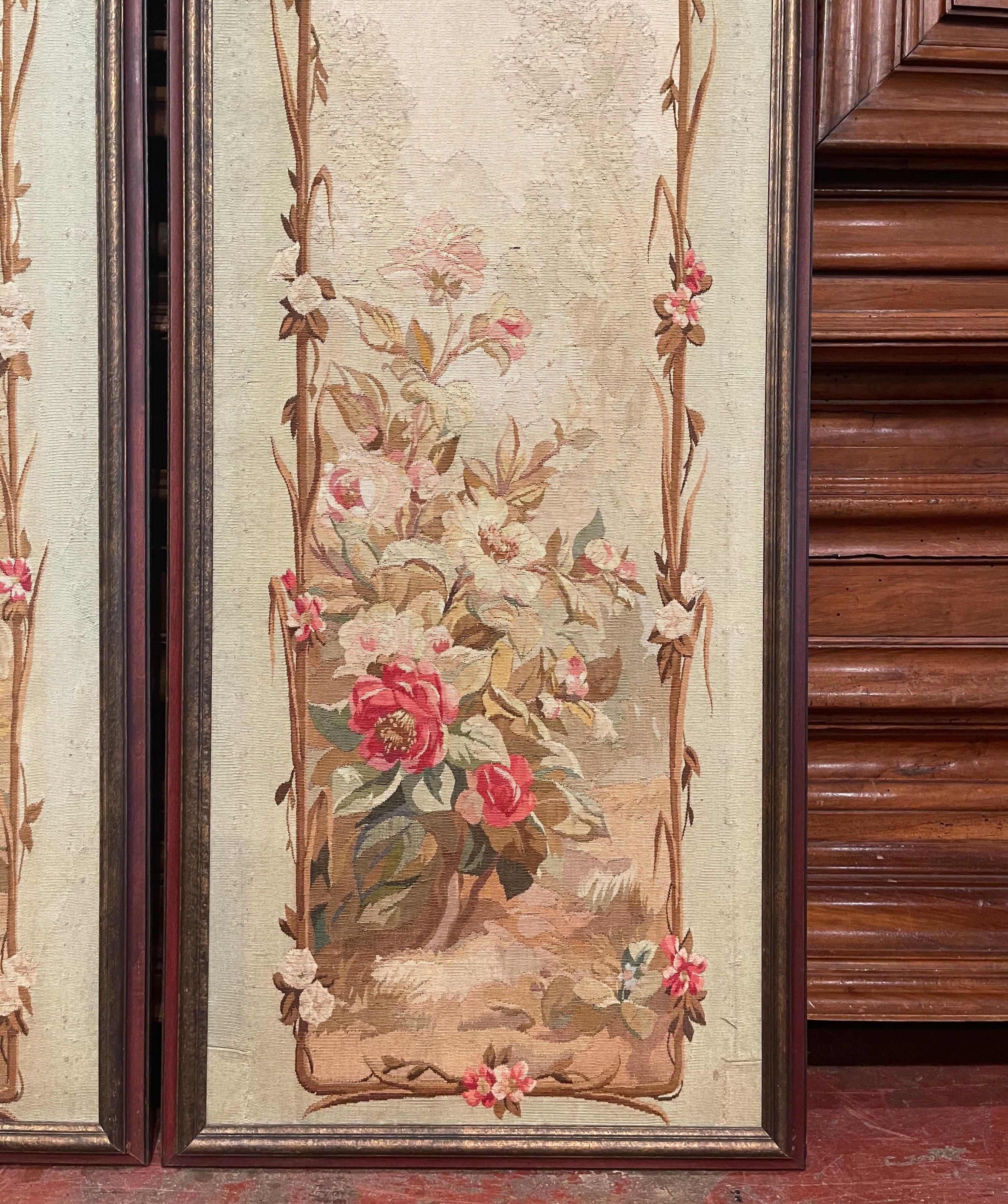 Pair of Mid-19th Century French Framed Handwoven Aubusson Wall Hanging Portieres 2