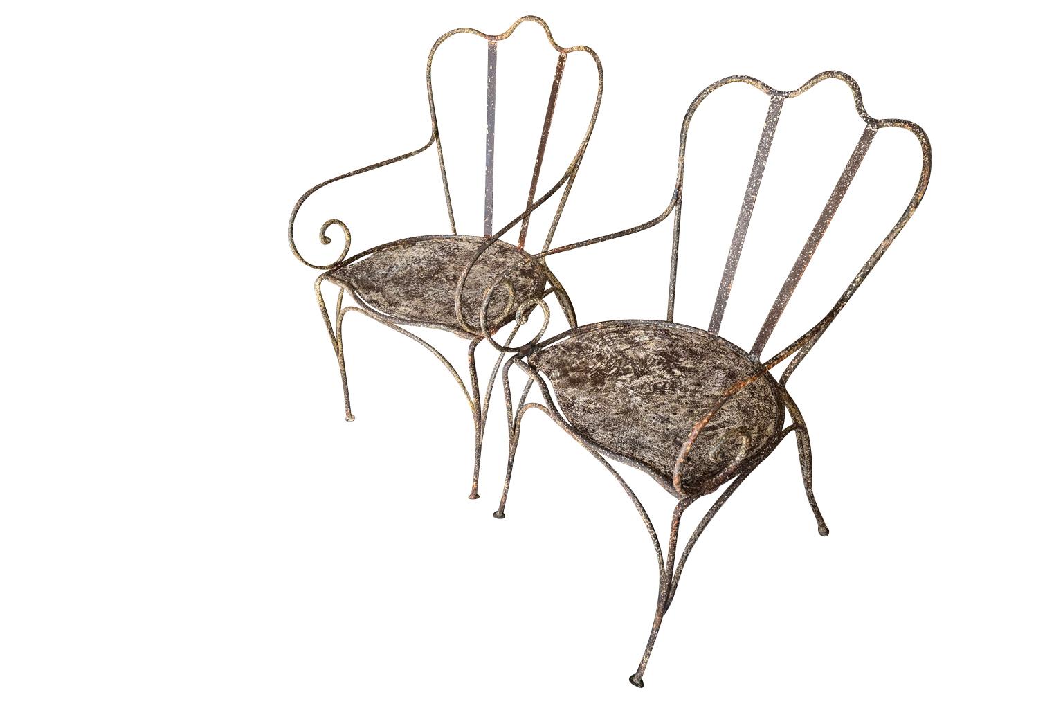 Iron Pair Of Mid-19th Century French Garden Chairs For Sale
