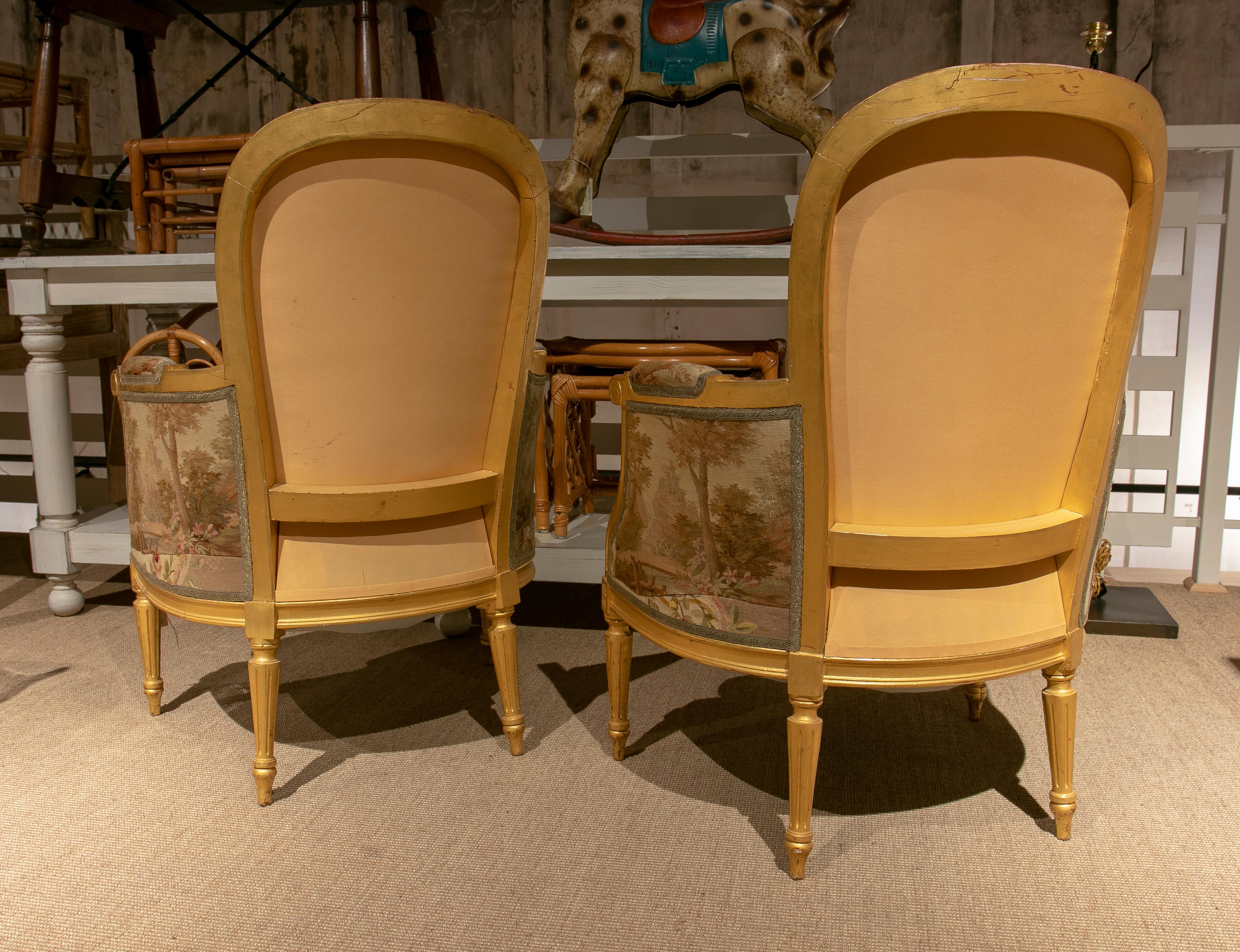 Pair of Mid-19th Century French Giltwood Armchairs W/ 18th Century Upholstery 15