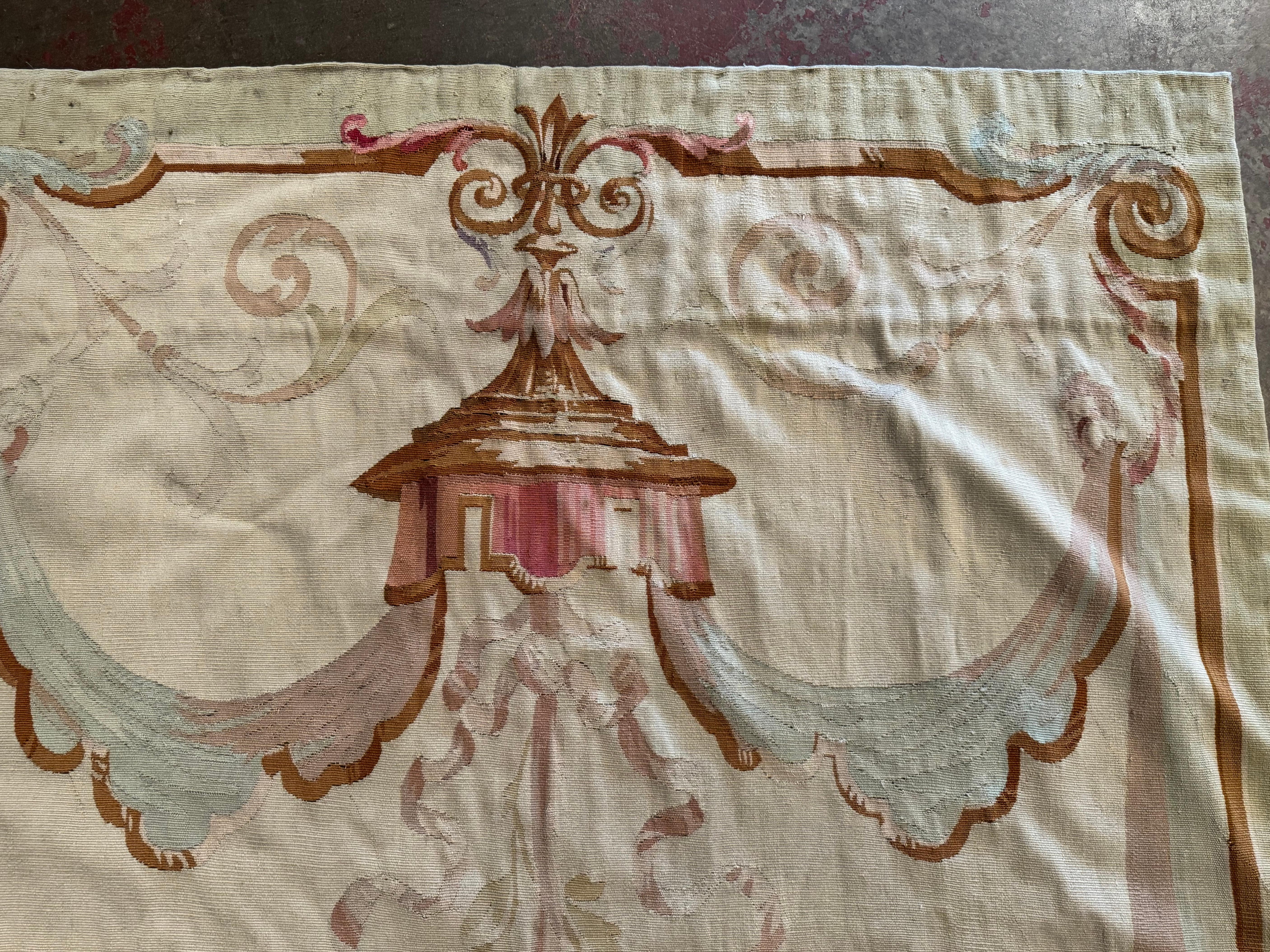 Pair of Mid-19th Century French Handwoven Floral Aubusson Wall Hanging Portieres For Sale 1