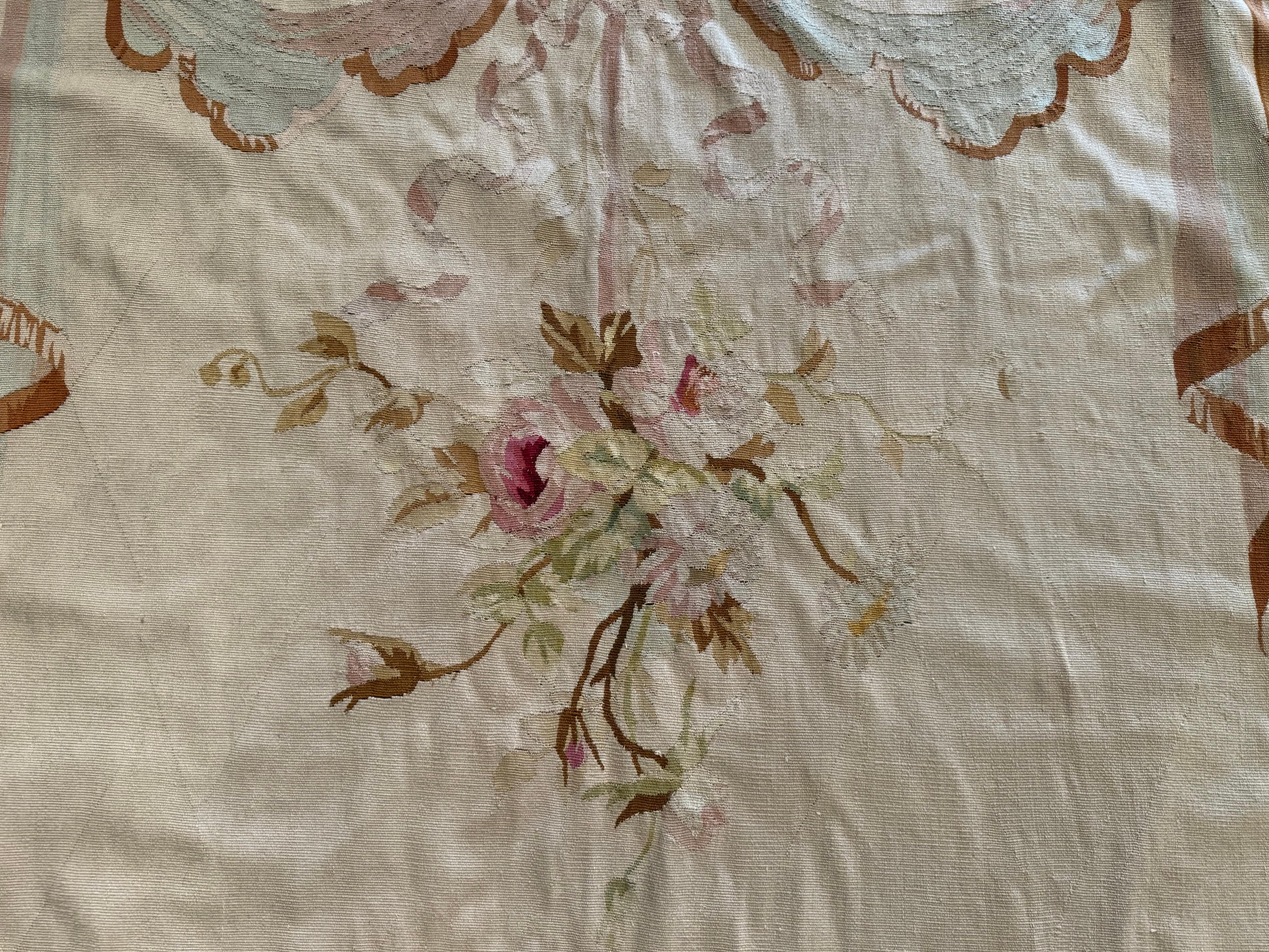 Pair of Mid-19th Century French Handwoven Floral Aubusson Wall Hanging Portieres For Sale 2