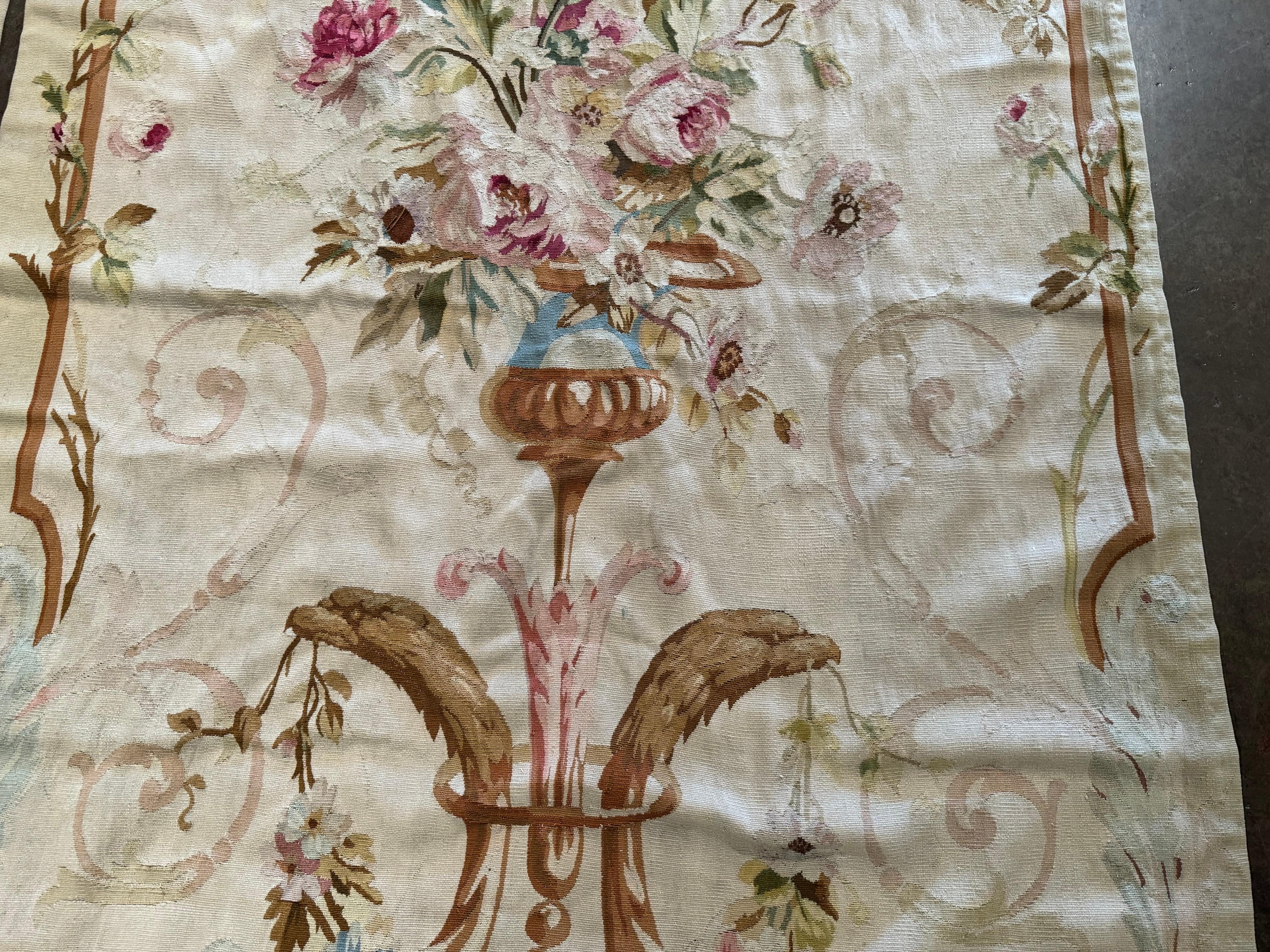 Pair of Mid-19th Century French Handwoven Floral Aubusson Wall Hanging Portieres For Sale 3
