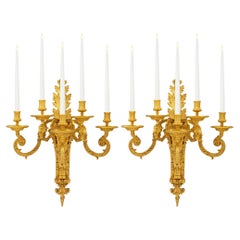 Coppia di lampade a cinque bracci in stile Luigi XIV francese della metà del 19° secolo