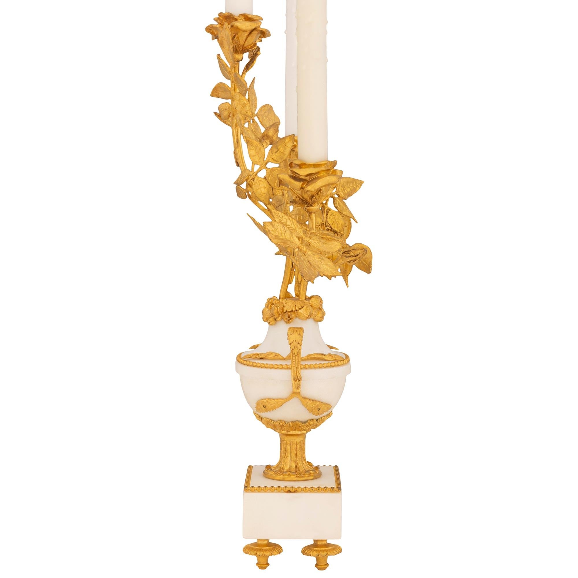Ormolu Pair of Mid 19th Century French Louis XVI St. Candelabras For Sale