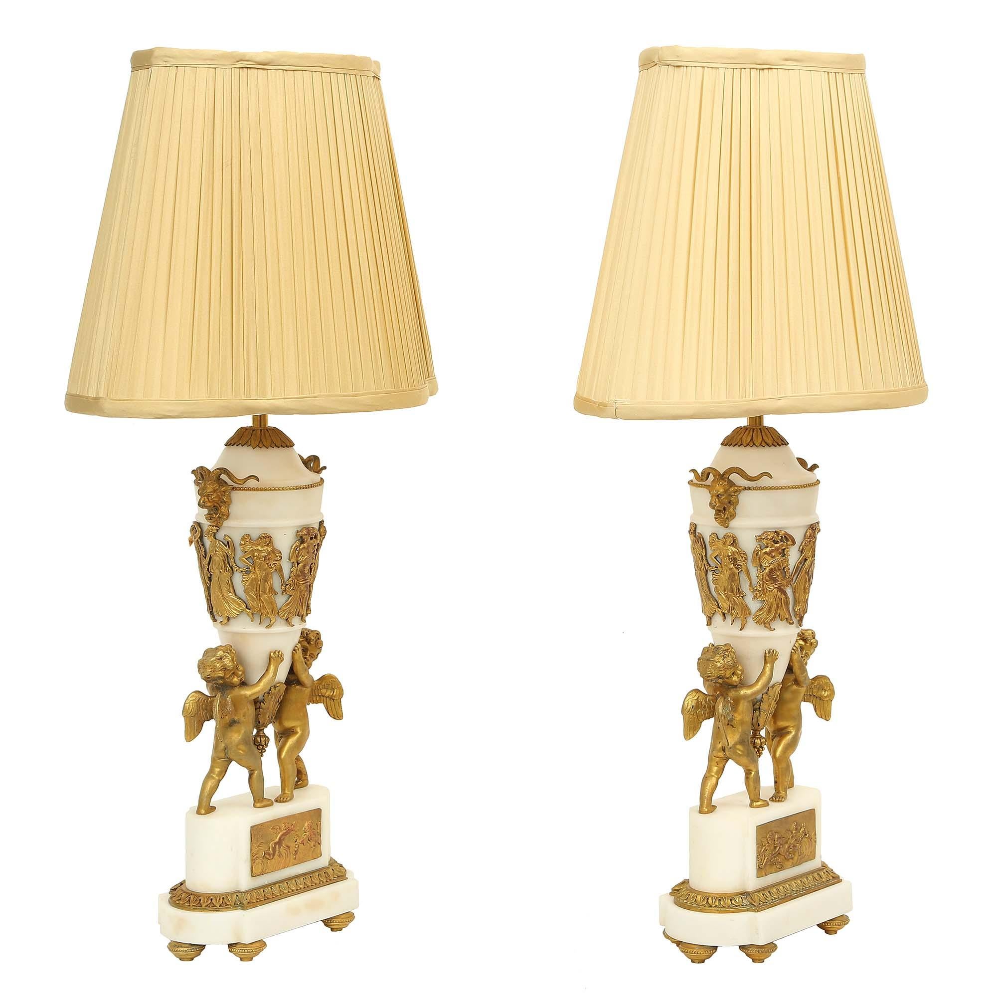 Pair of Mid-19th Century French Louis XVI St. Urns Mounted into Lamps In Good Condition For Sale In West Palm Beach, FL