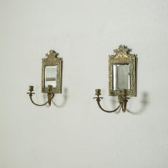 Pair of Mid-19th Century French Napoleon III Period Bronze Mirror Sconces
