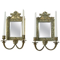 Pair of Mid-19th Century French Napoleon III Period Bronze Mirror Sconces