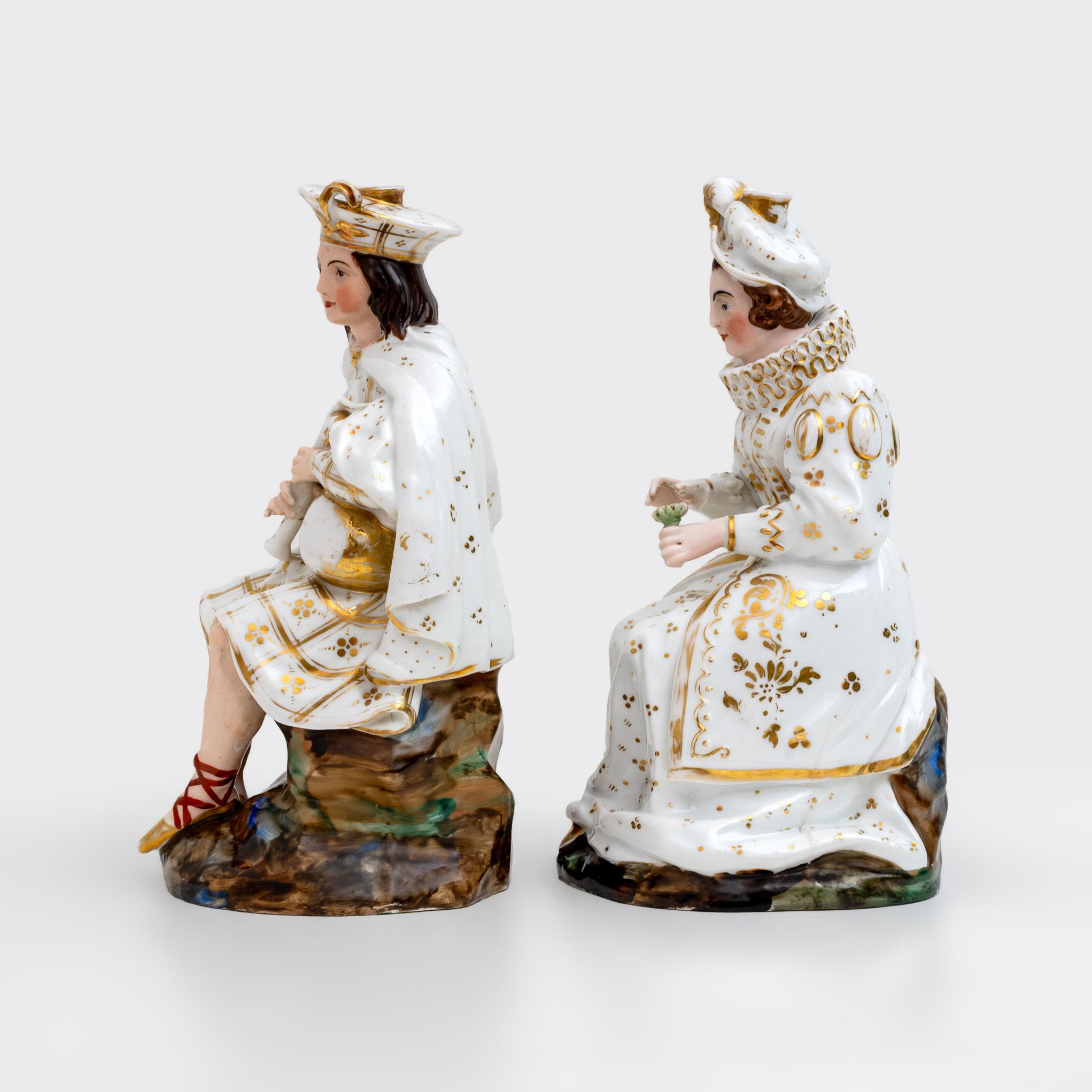 Pareja de figuras de perfumero francesas de mediados del siglo XIX Manufactura Jacob Petit Francés en venta