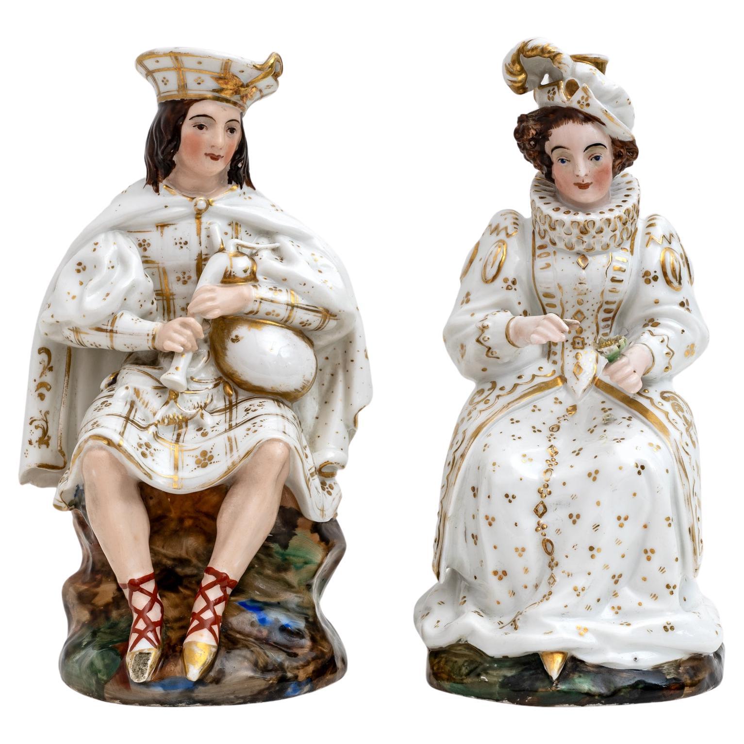 Pareja de figuras de perfumero francesas de mediados del siglo XIX Manufactura Jacob Petit en venta