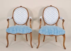 Pair of Mid-19th Century French Régence Style Fauteuils with Modern Fabrics